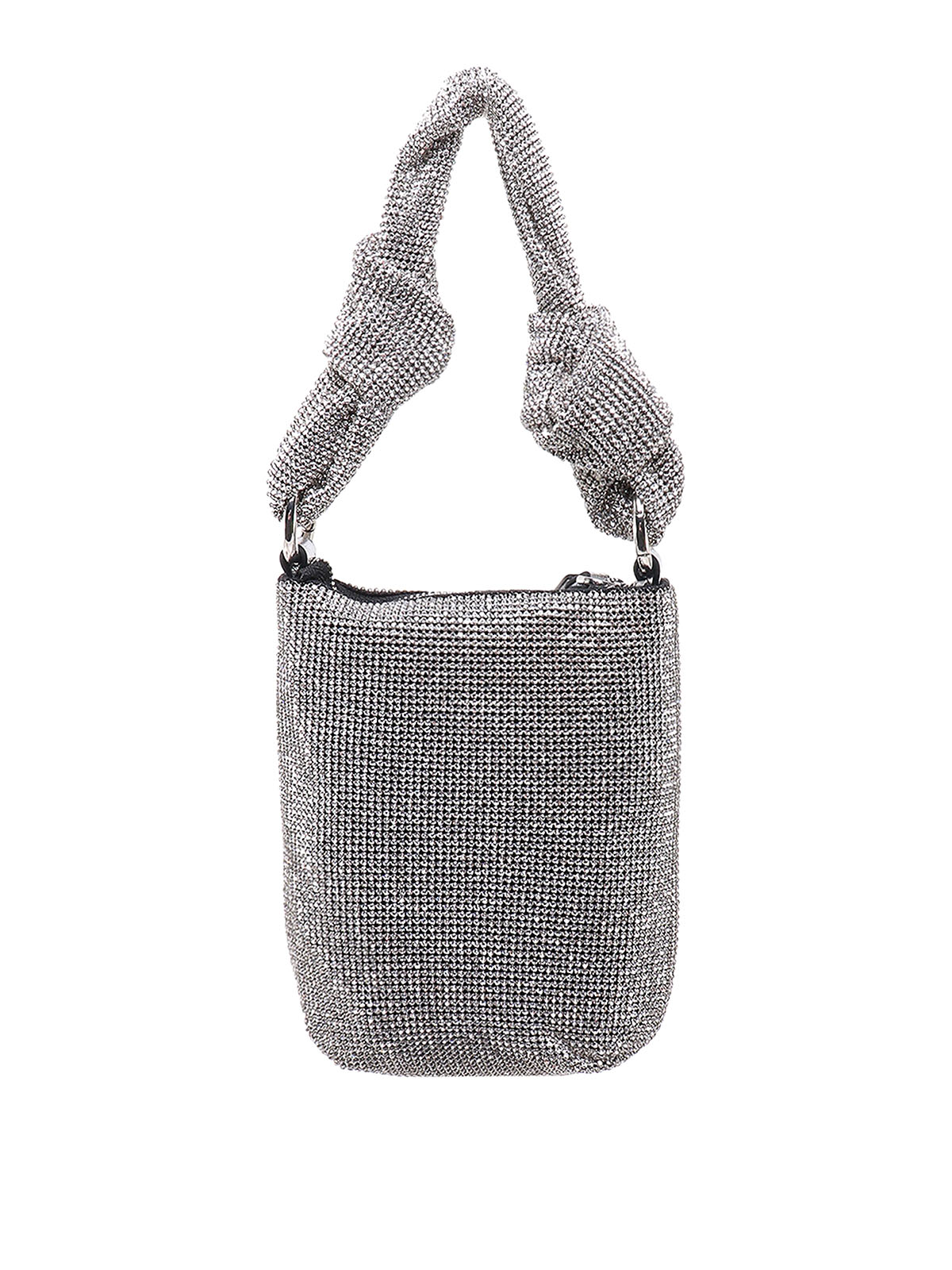 Shop Karl Lagerfeld Handbag With All-over Rhinestones In Silver