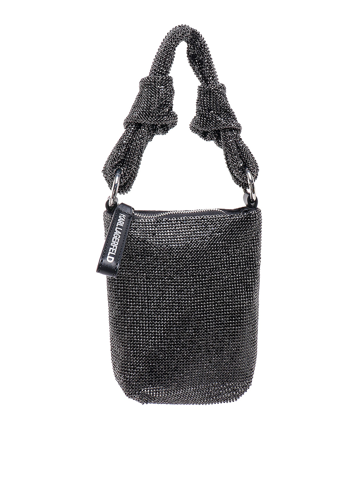 Shop Karl Lagerfeld Handbag With All-over Rhinestones In Black