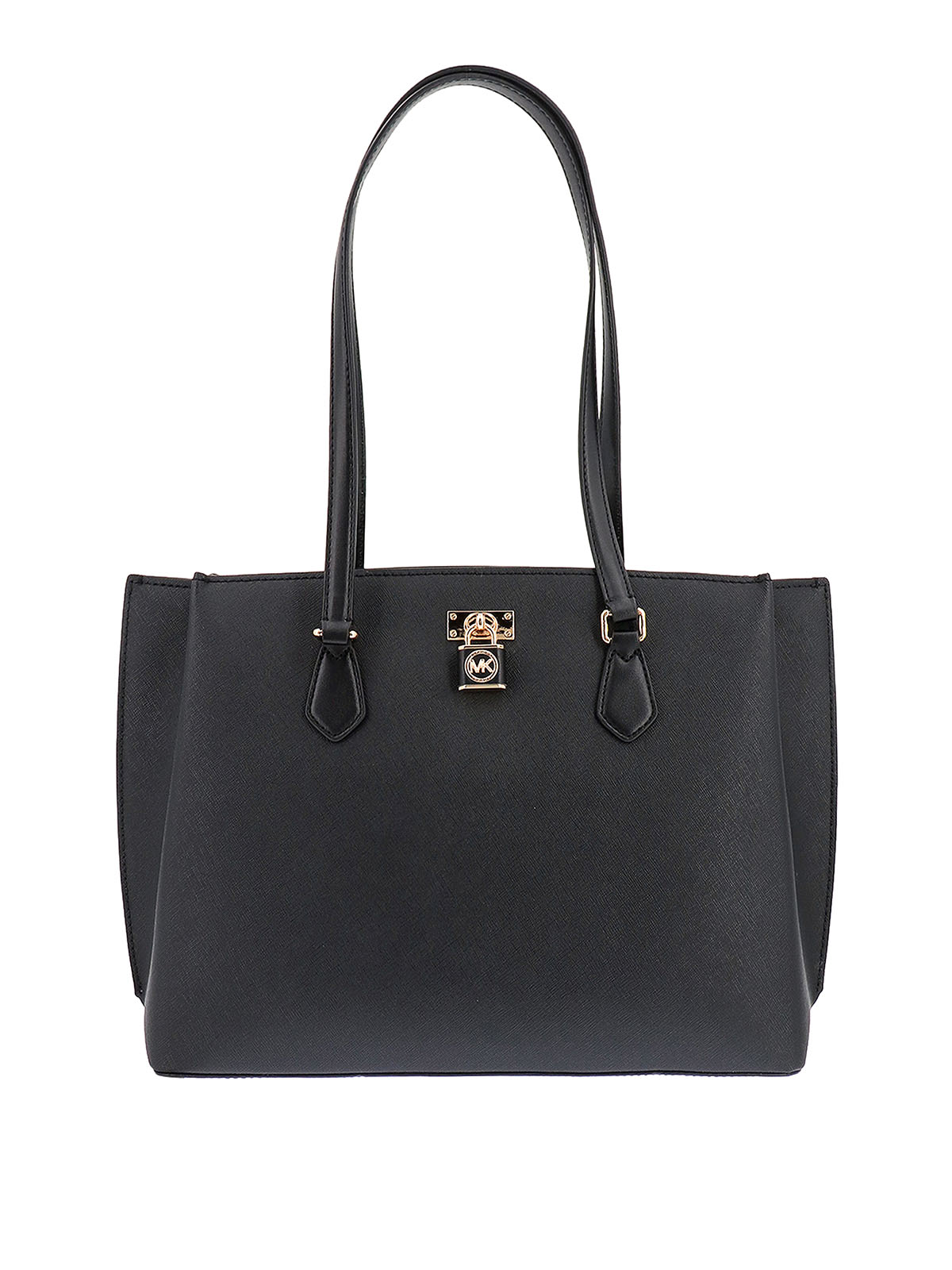 Shop Michael Kors Saffianoo Leather Handbag In Black