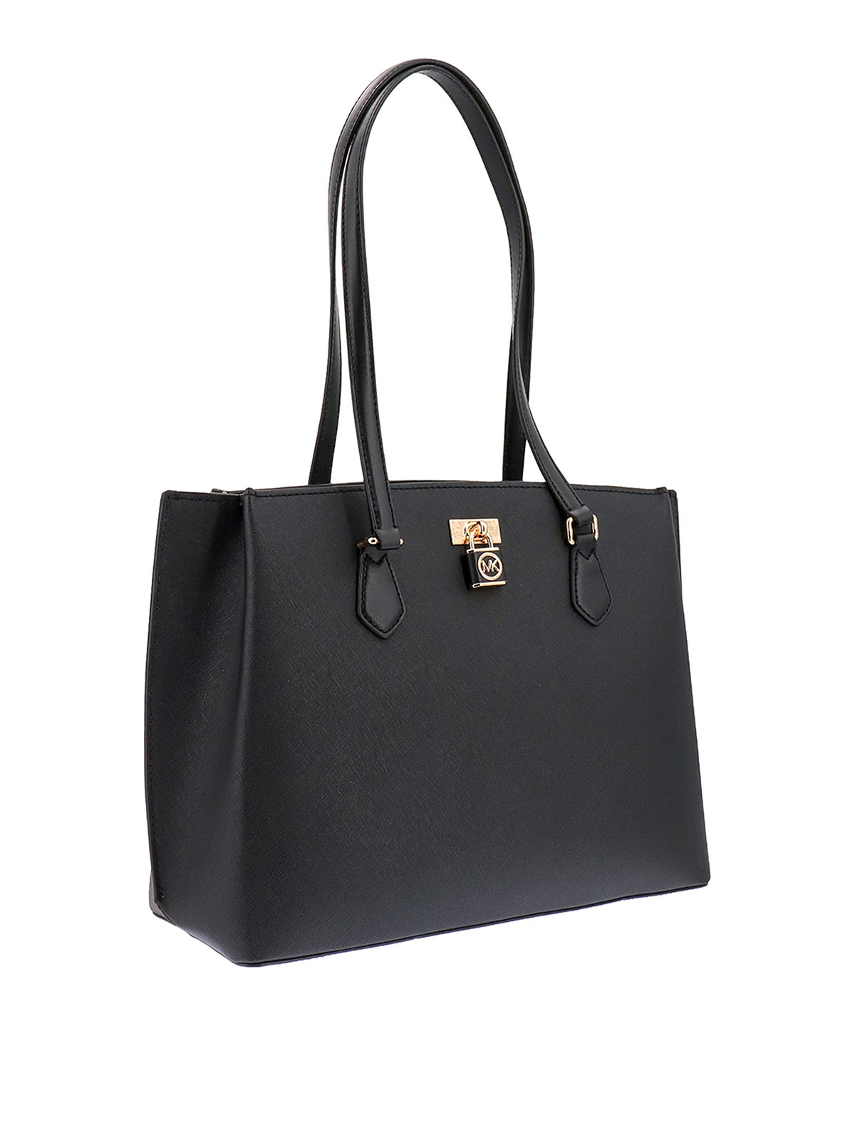 Shop Michael Kors Saffianoo Leather Handbag In Black