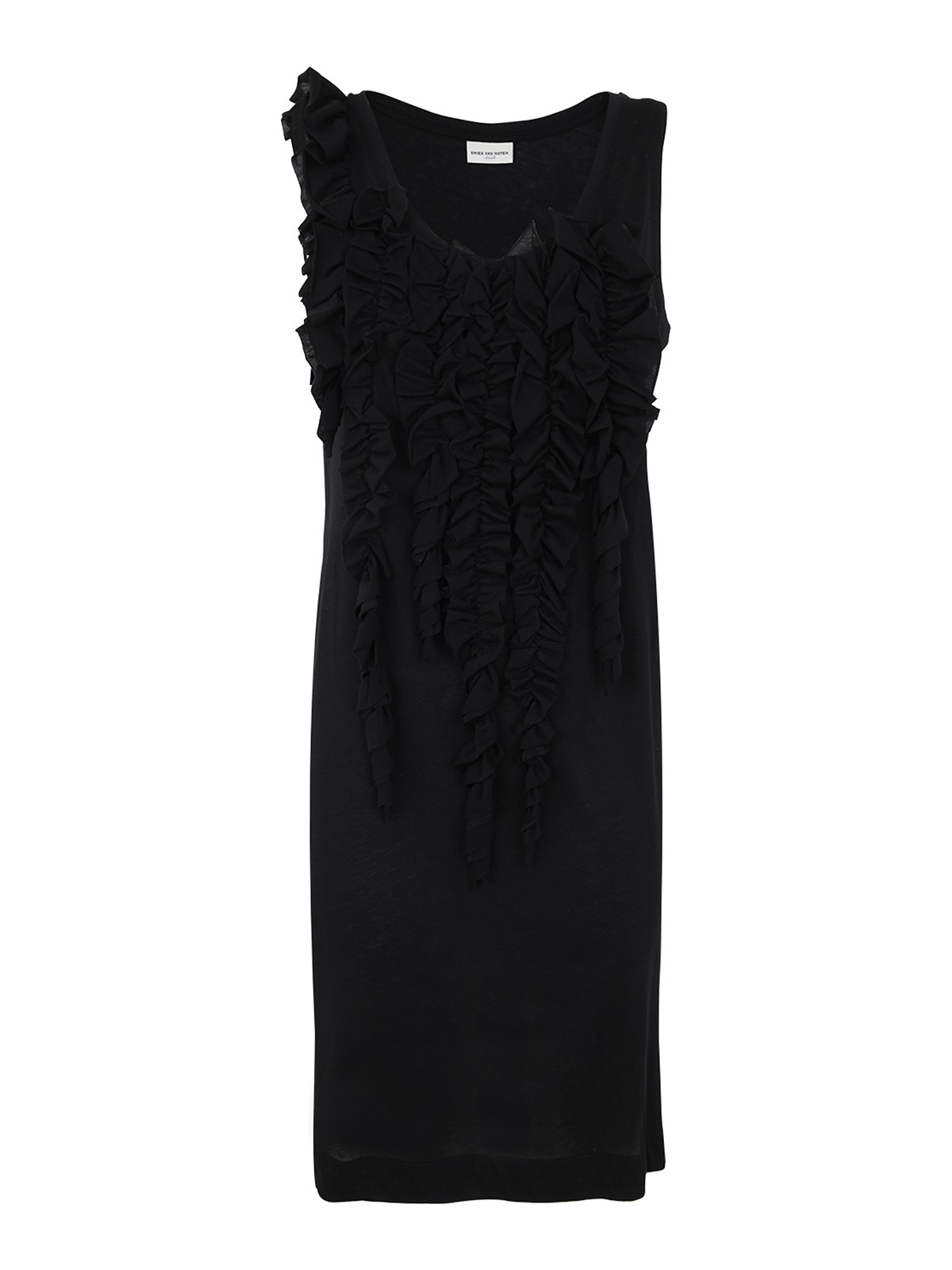 Dries Van Noten Long Dress With Ruffle Details In Black