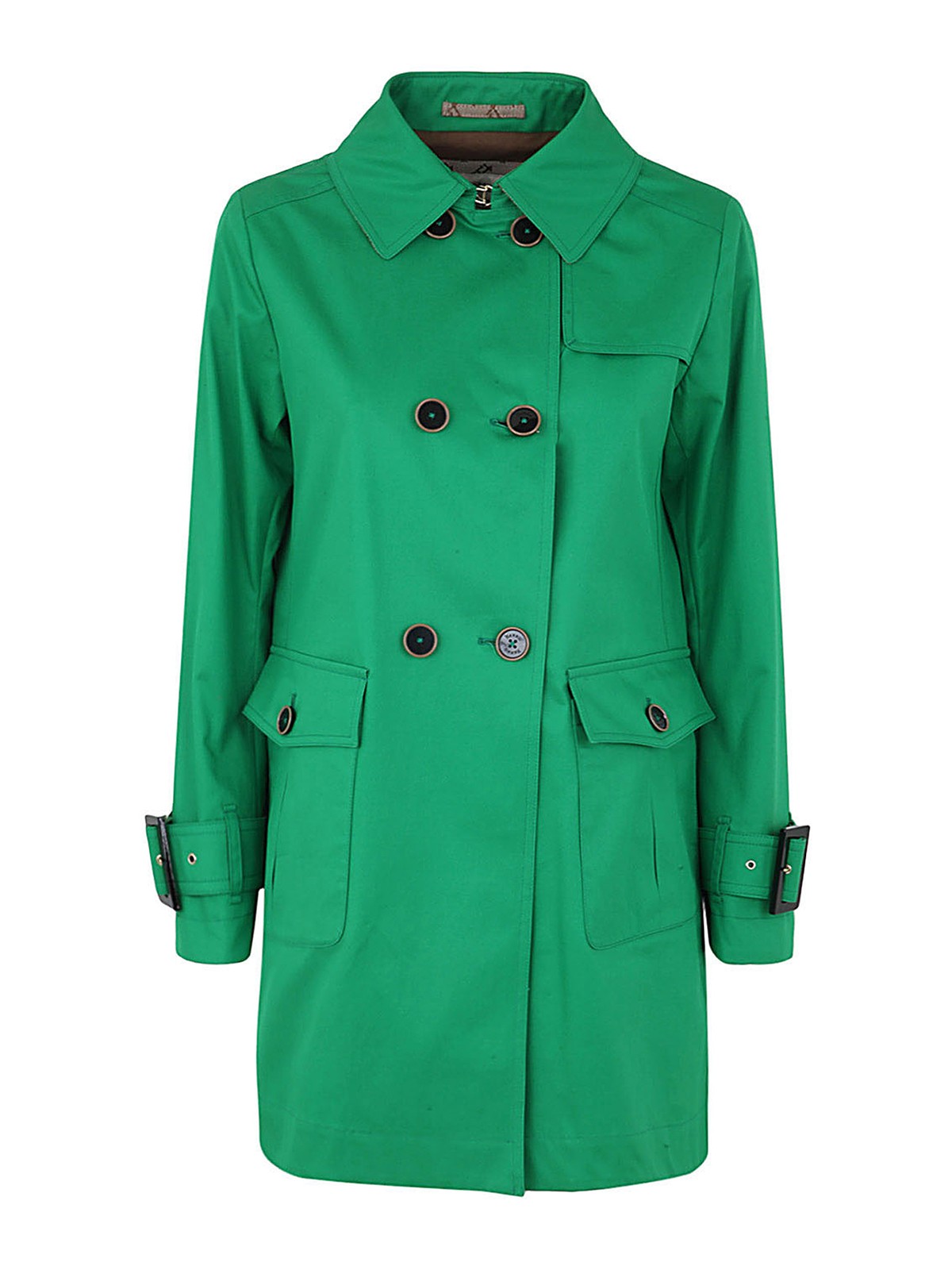 Shop Herno Double Breasted Long Jacket In Verde
