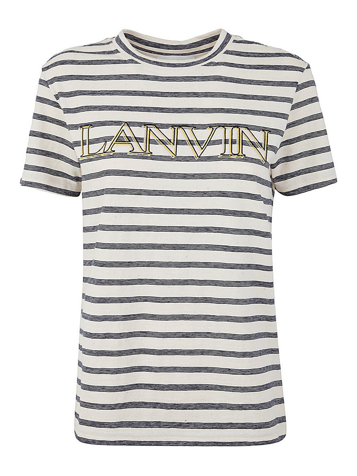Shop Lanvin Logo Striped T-shirt In Blanco