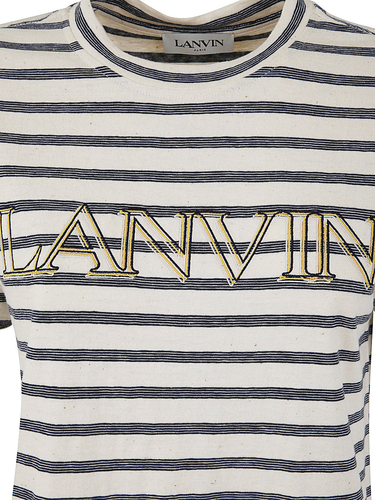 Shop Lanvin Logo Striped T-shirt In Blanco