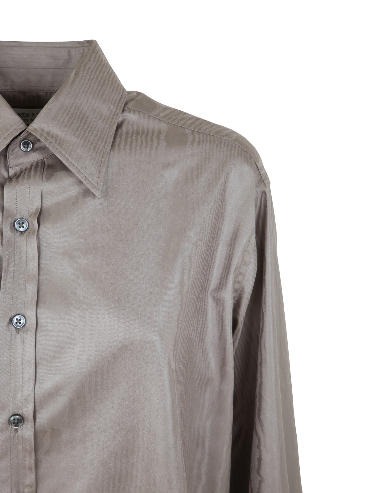 Shop Maison Margiela Long Shirt With Classic Collar In Gris