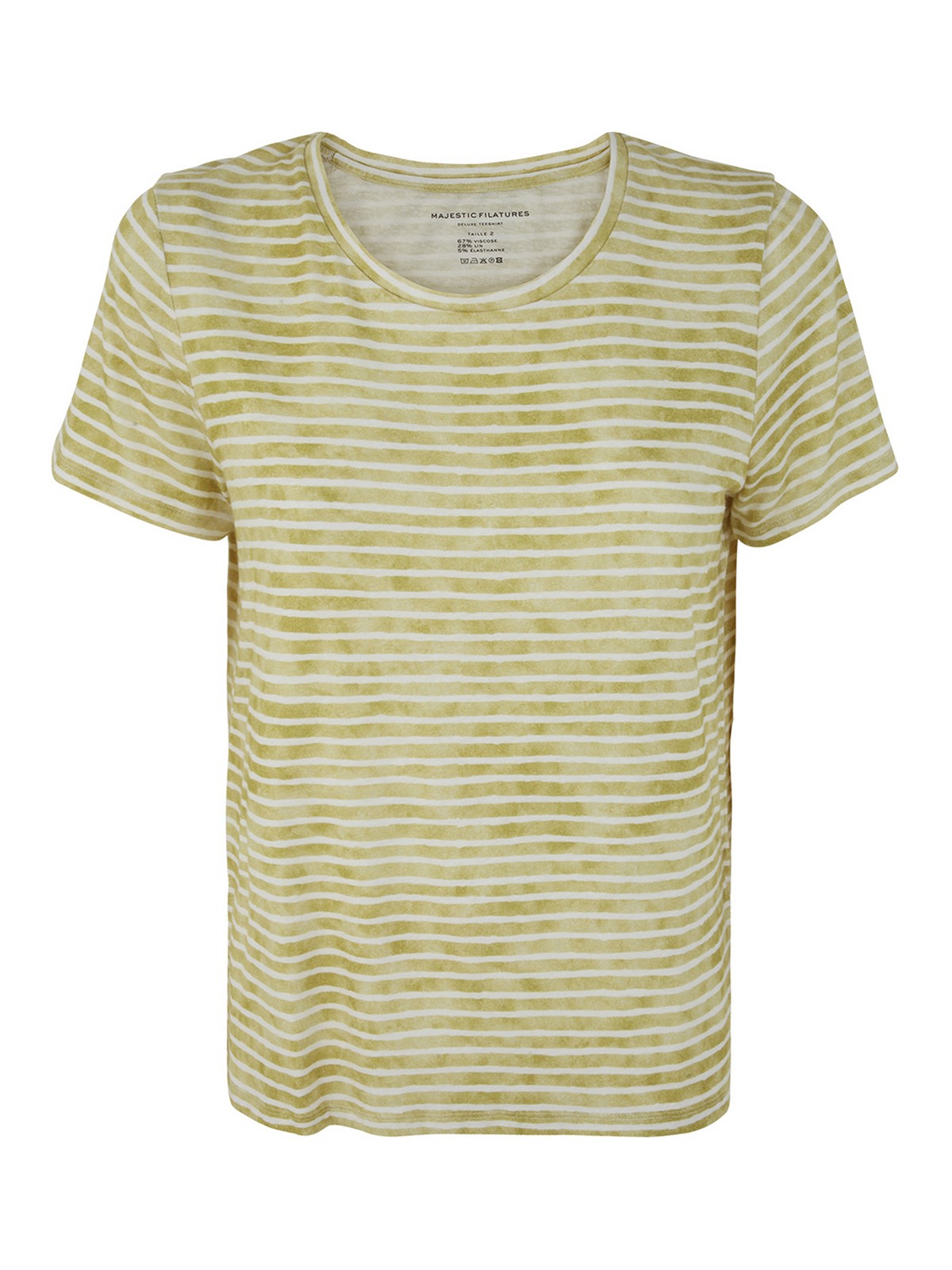 Majestic Short-sleeve Striped T-shirt In Yellow