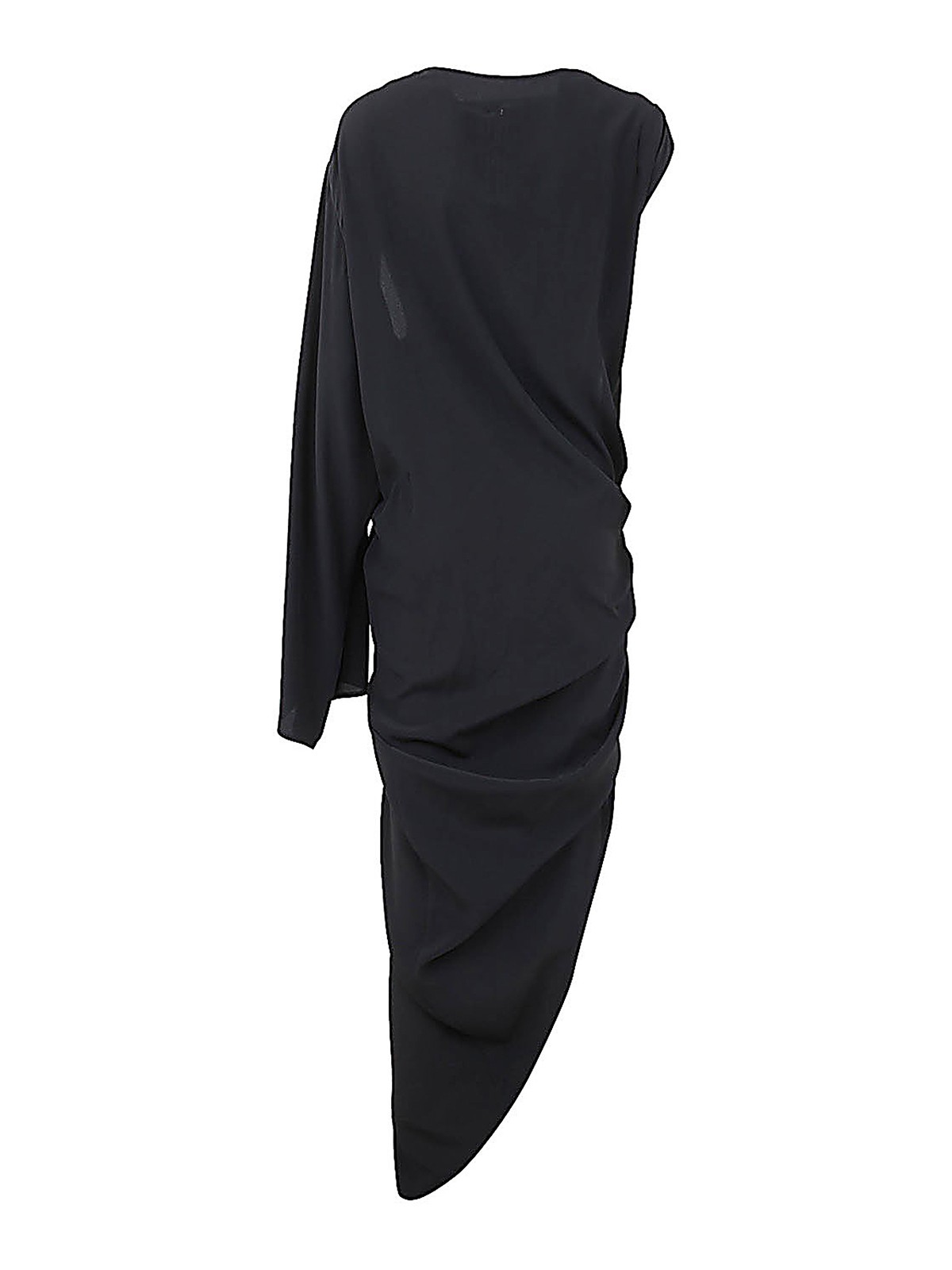 Shop Rick Owens Asymmetric Long Dress In Black