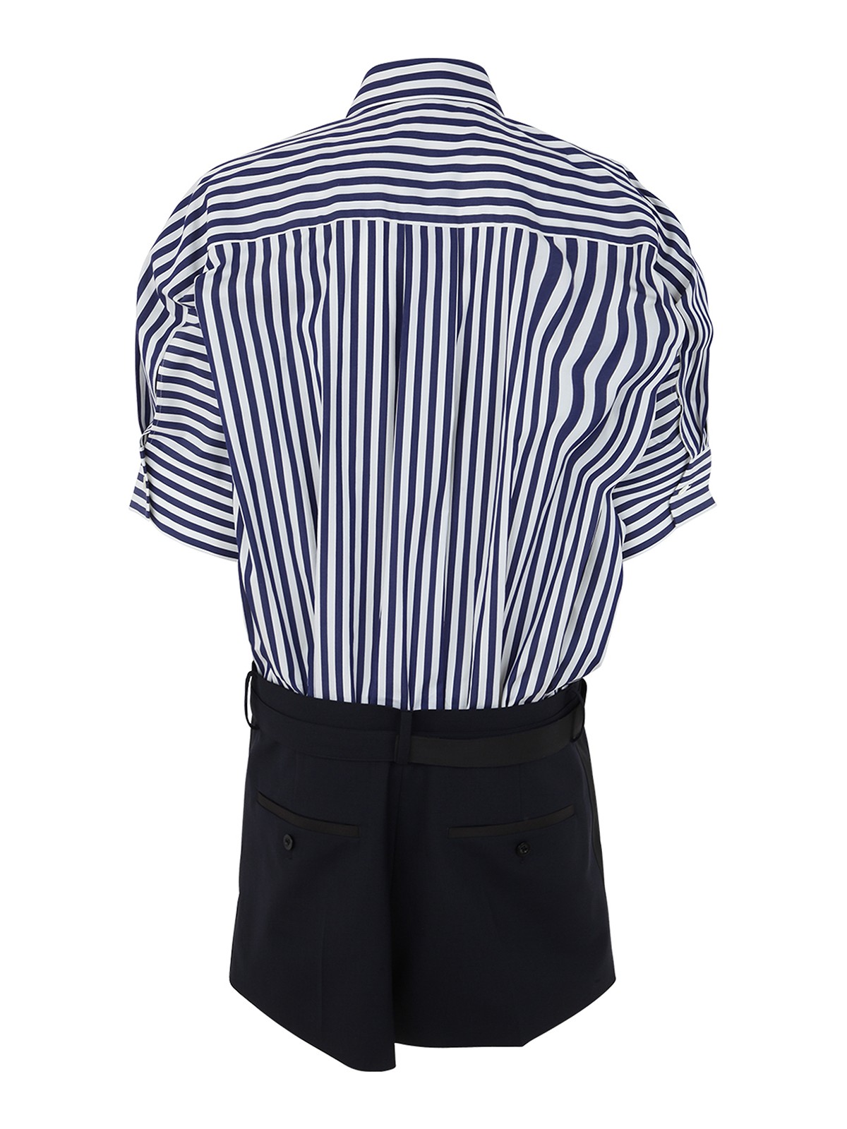 Shop Sacai Striped Short Dress In Blue
