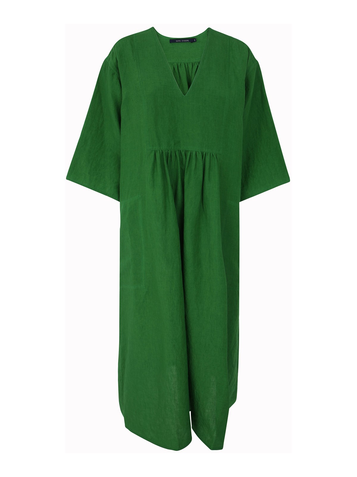 Shop Sofie D'hoore V-neck Linen Dress In Verde