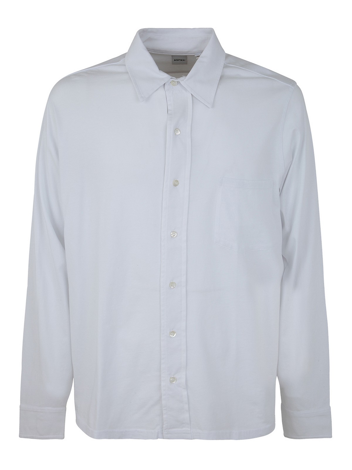 Aspesi Cotton Shirt With Chest Pocket In White