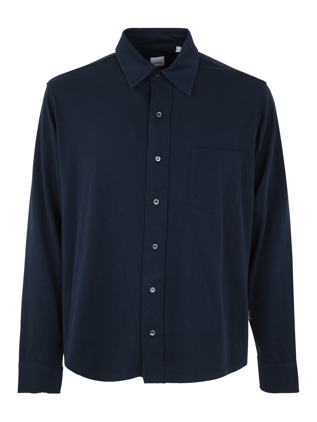 Aspesi Cotton Shirt With Chest Pocket In Blue