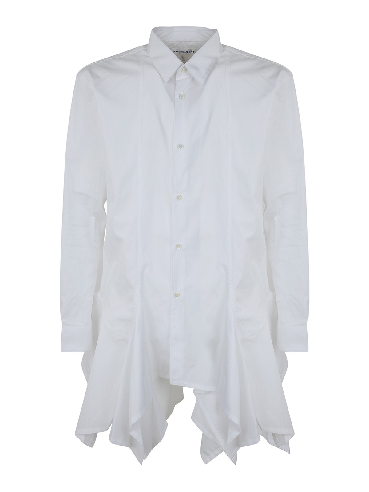 Comme Des Garçons Ruffled Cotton Shirt In White