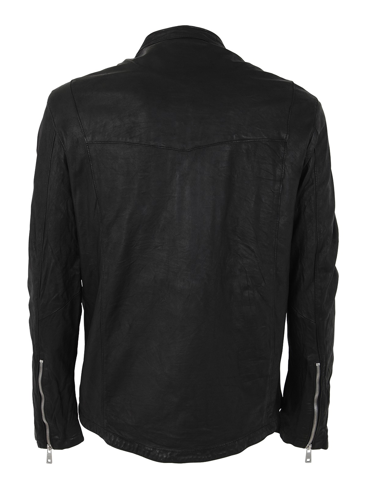 Leather jacket Giorgio Brato - Lamb leather biker - GU23S8299VBRUSHBLACK