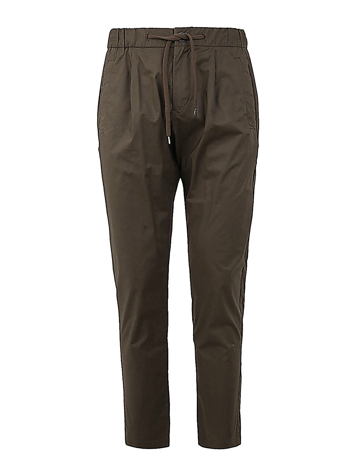 Shop Herno Light Cotton Stretch Trousers In Green