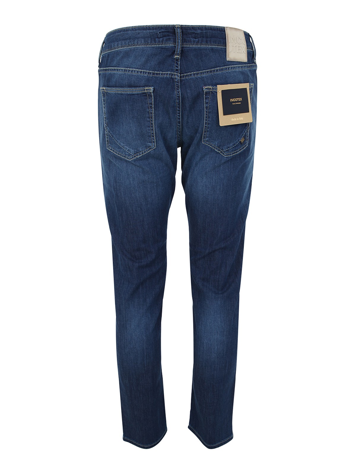 Shop Incotex Genjc Five Pocket Comfort Denim Jeans In Light Wash