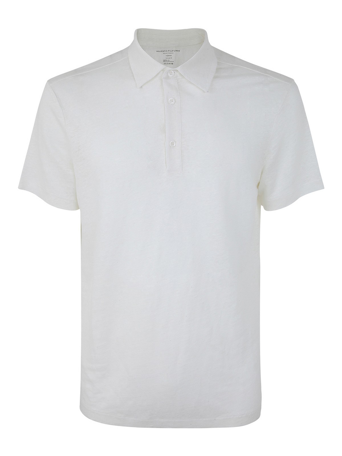 Majestic Linen Blend Polo In White