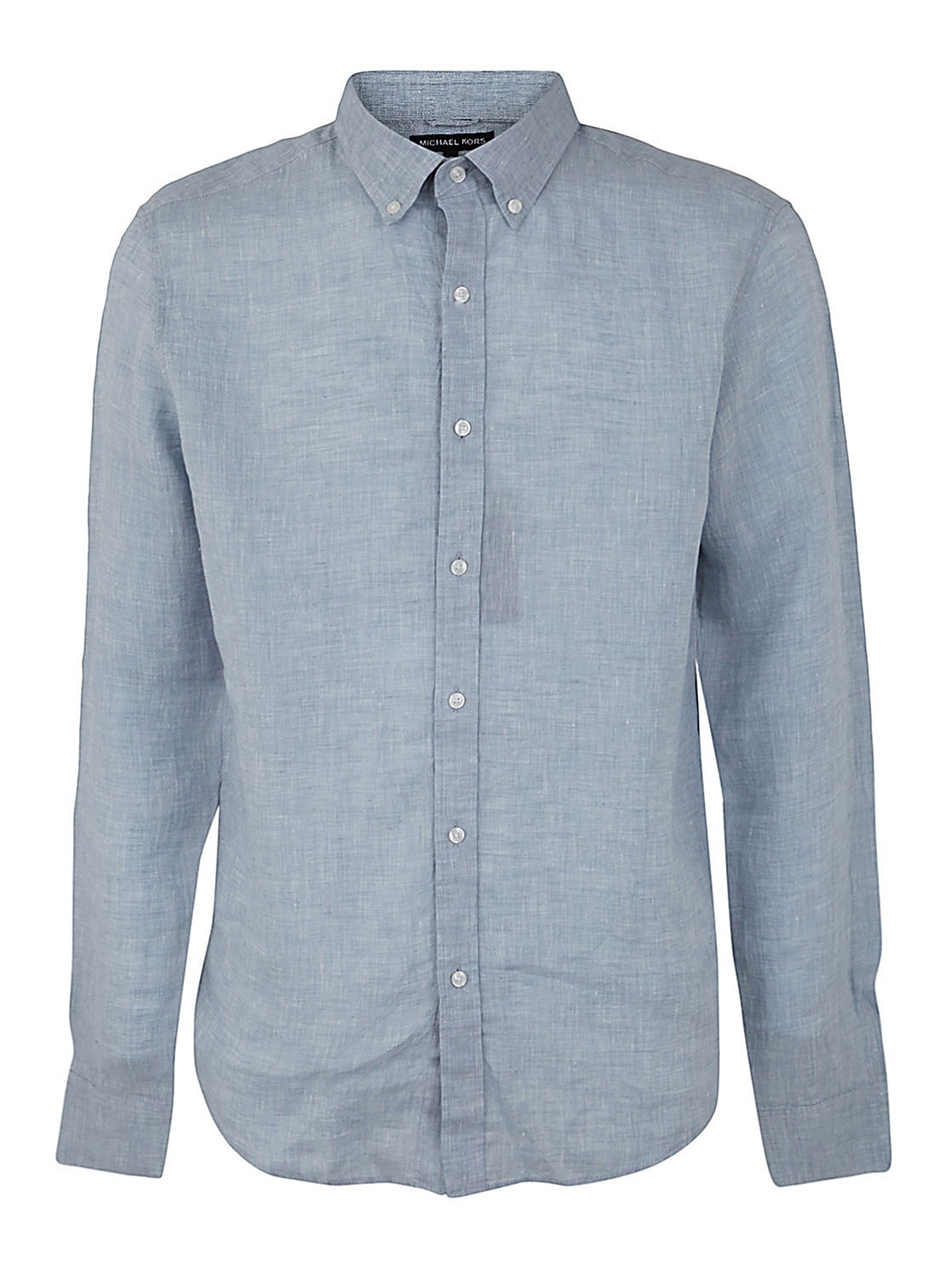 Shop Michael Kors Long Sleeved Linen Shirt In Light Blue