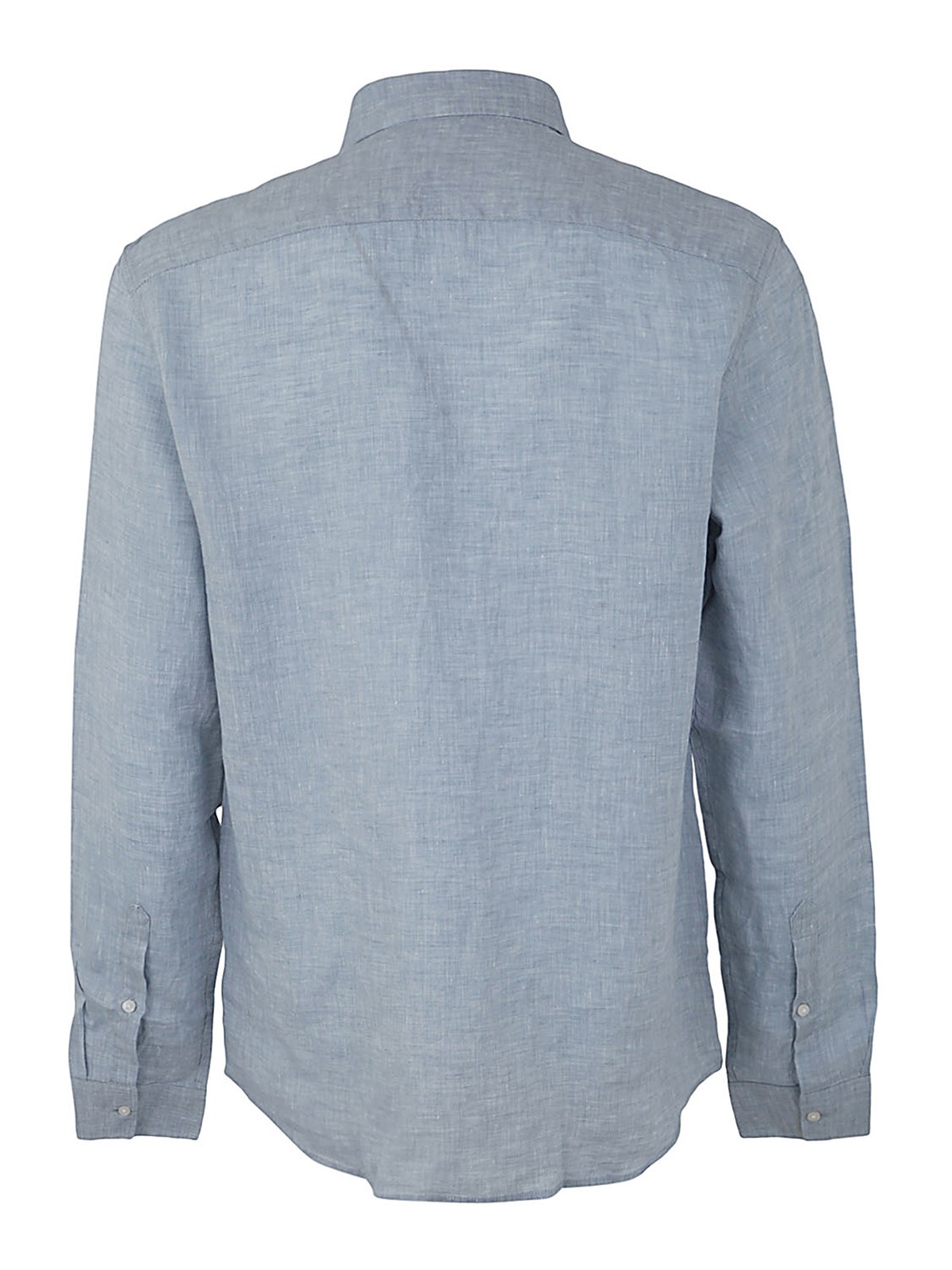 Shop Michael Kors Long Sleeved Linen Shirt In Light Blue