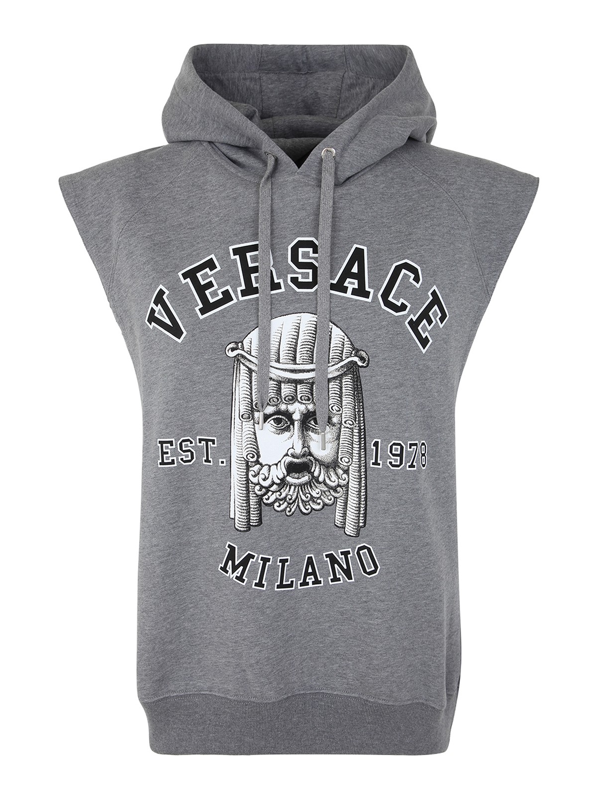 Versace Sleeveless Hoodie In Grey