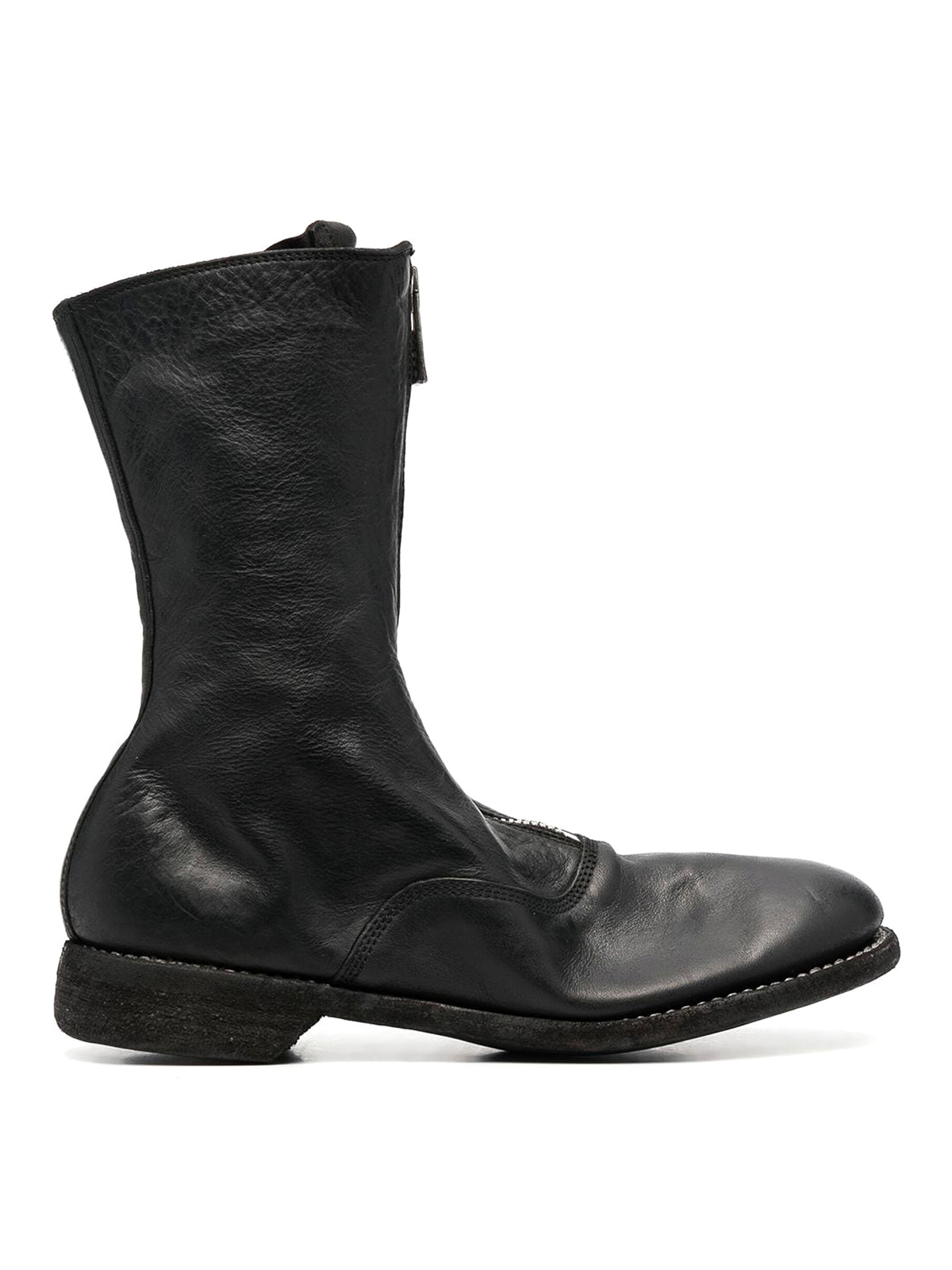GUIDI LEATHER BOOT WITH FRONT ZIP