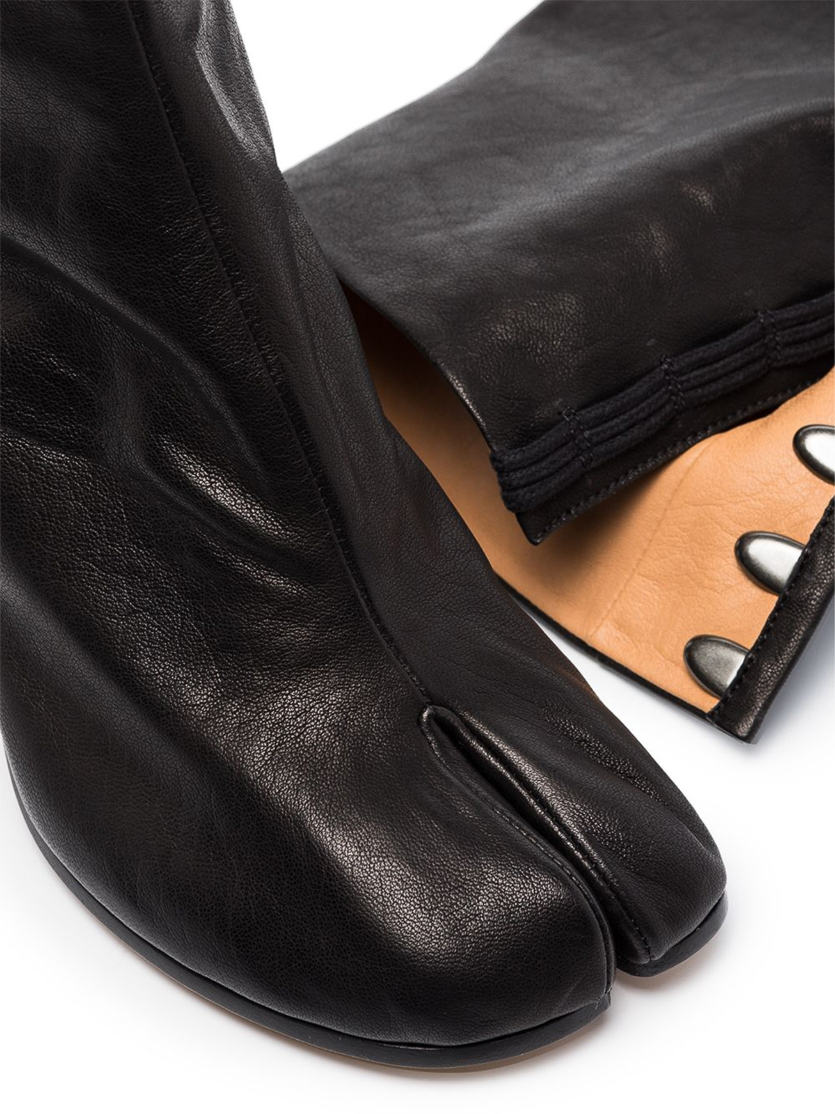 Shop Maison Margiela Tabi Leather Boots In Negro