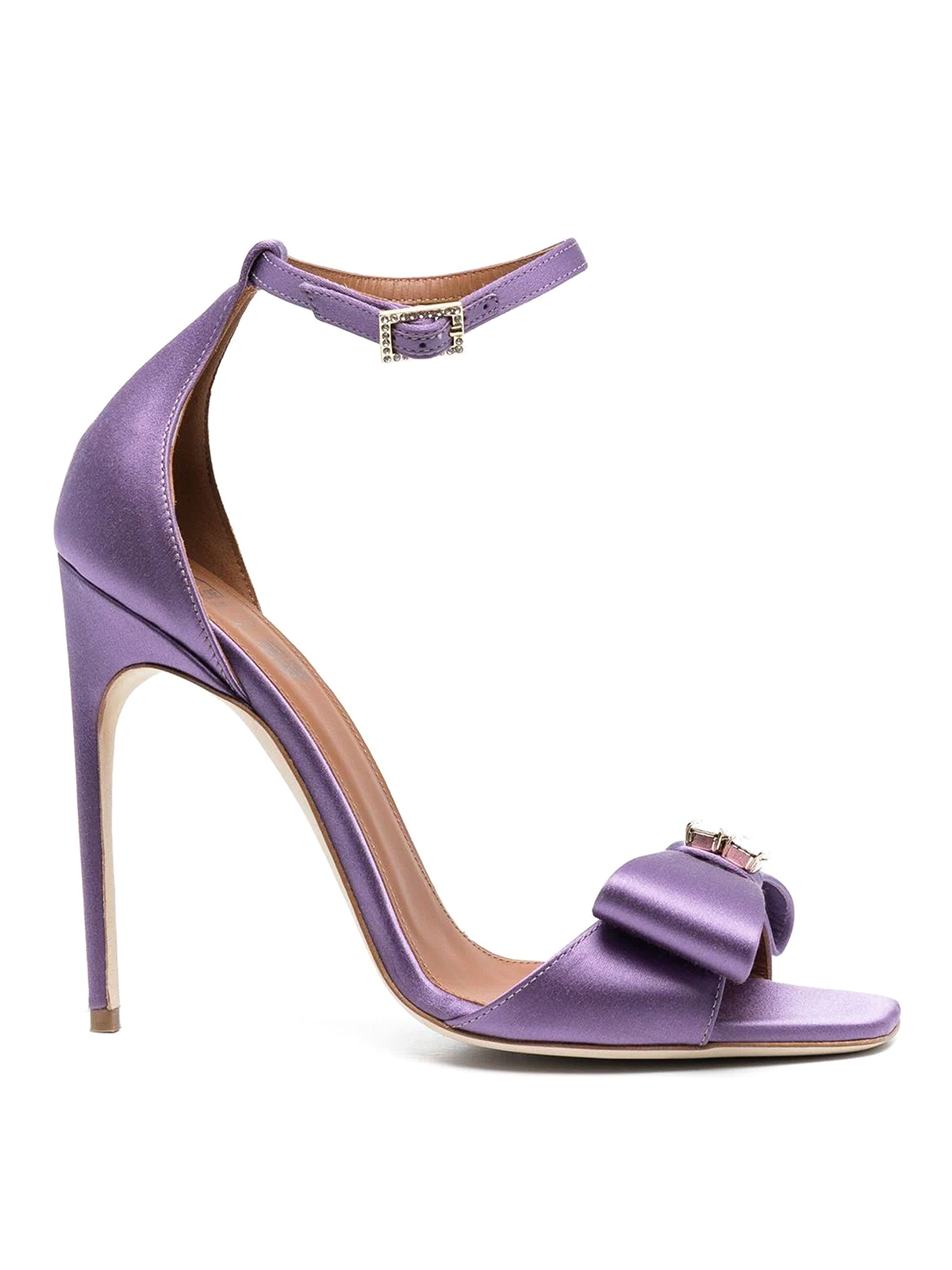 Shop Malone Souliers Satin Sandals With Bow In Rosado