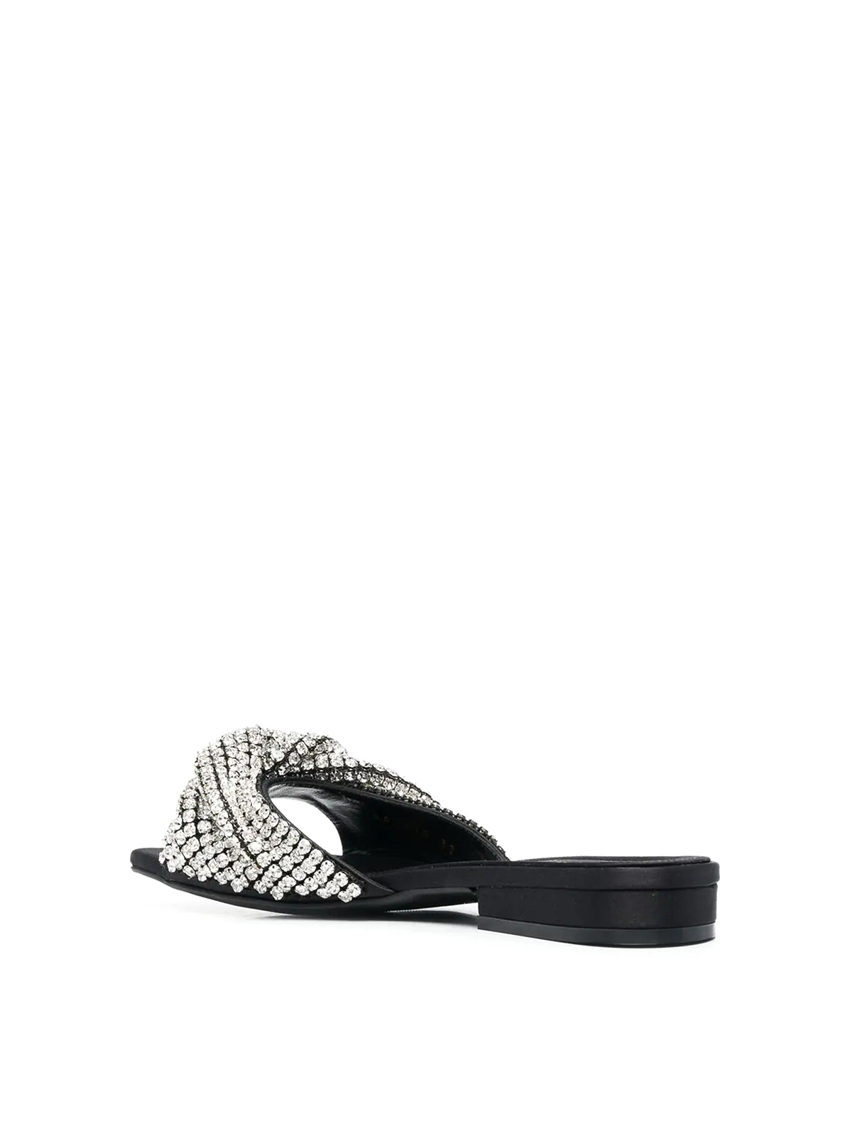Shop Sergio Rossi Flat Sandals With Rhinestone In Black