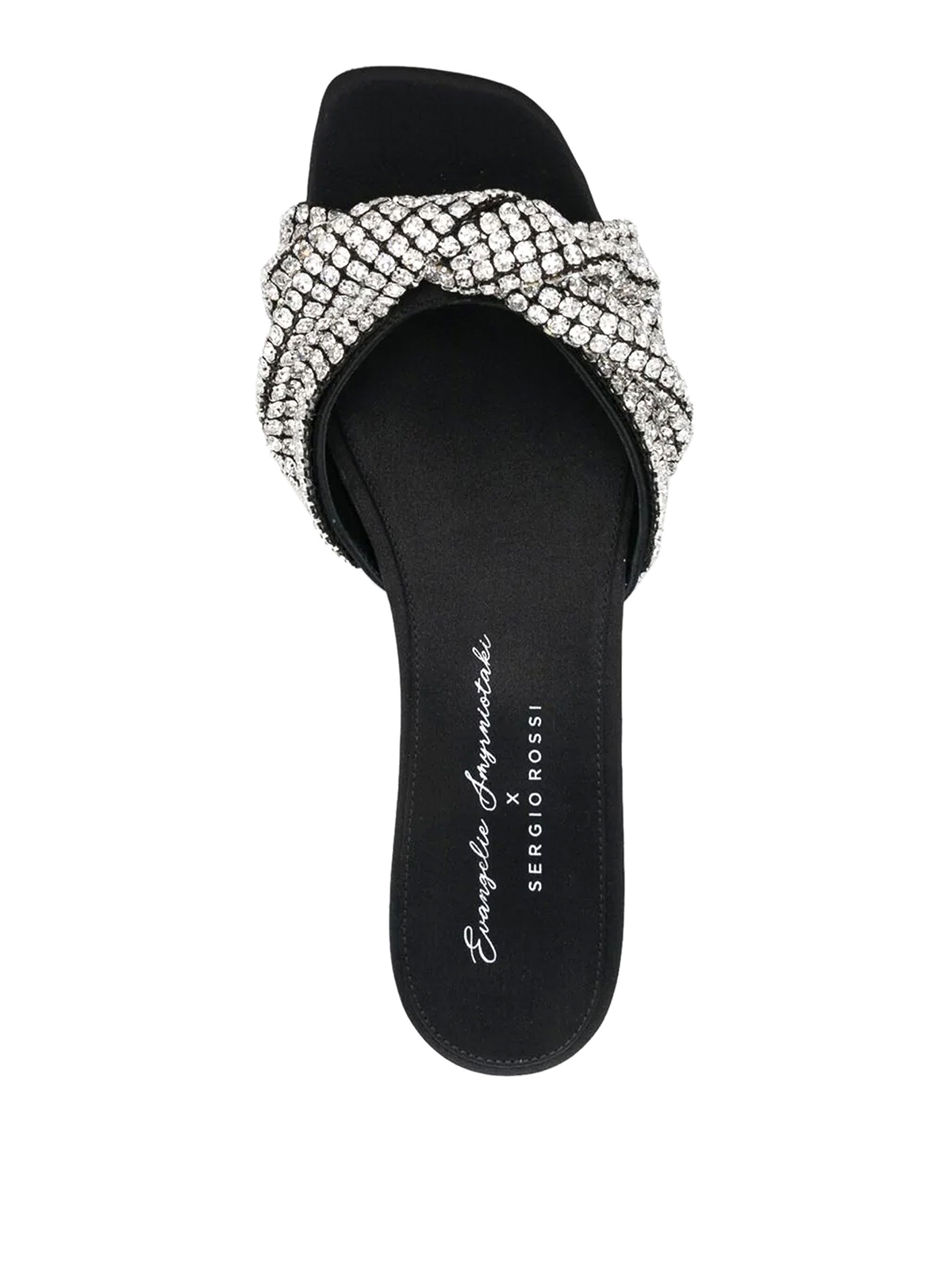 Shop Sergio Rossi Flat Sandals With Rhinestone In Black