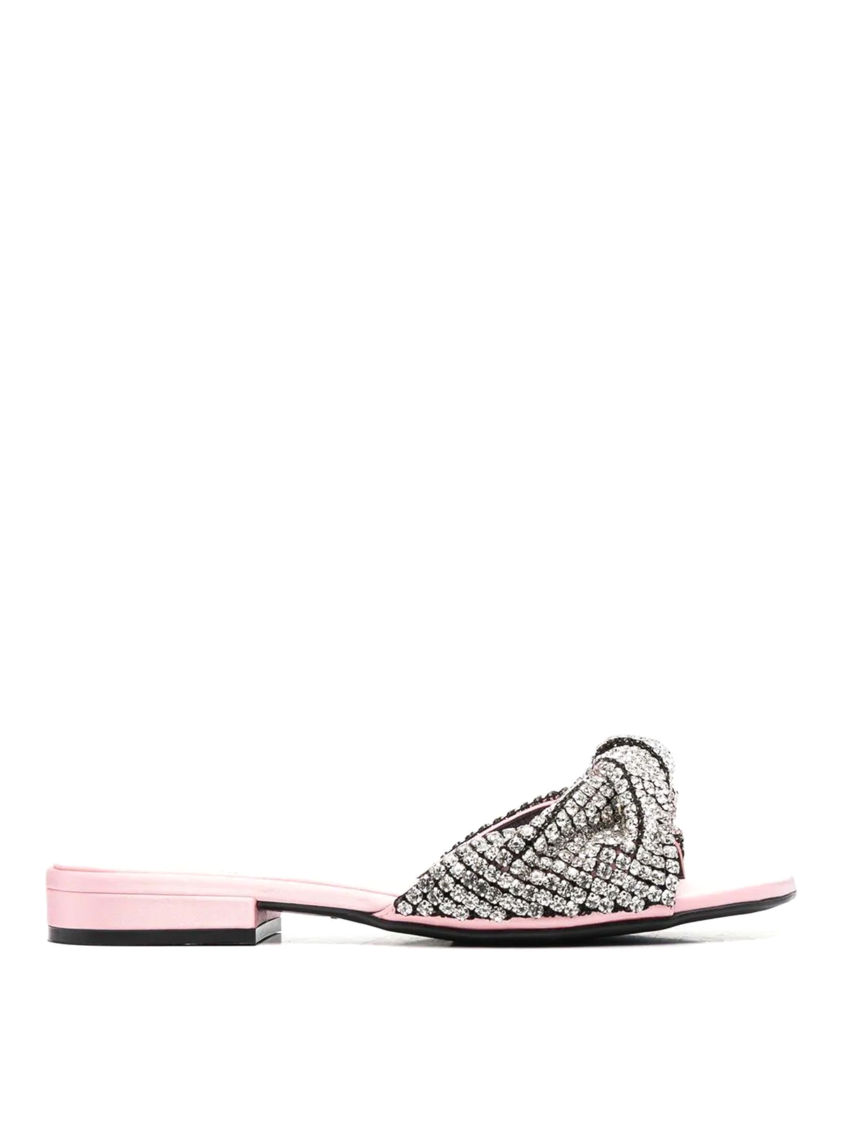 Shop Sergio Rossi Flat Sandals With Rhinestone In Pink