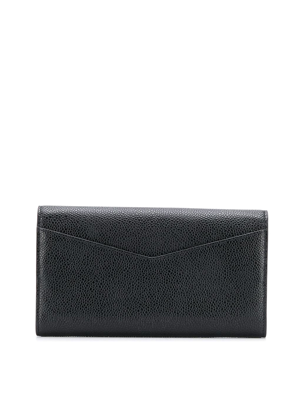 Shop Thom Browne Pebbled Leather Wallet In Black