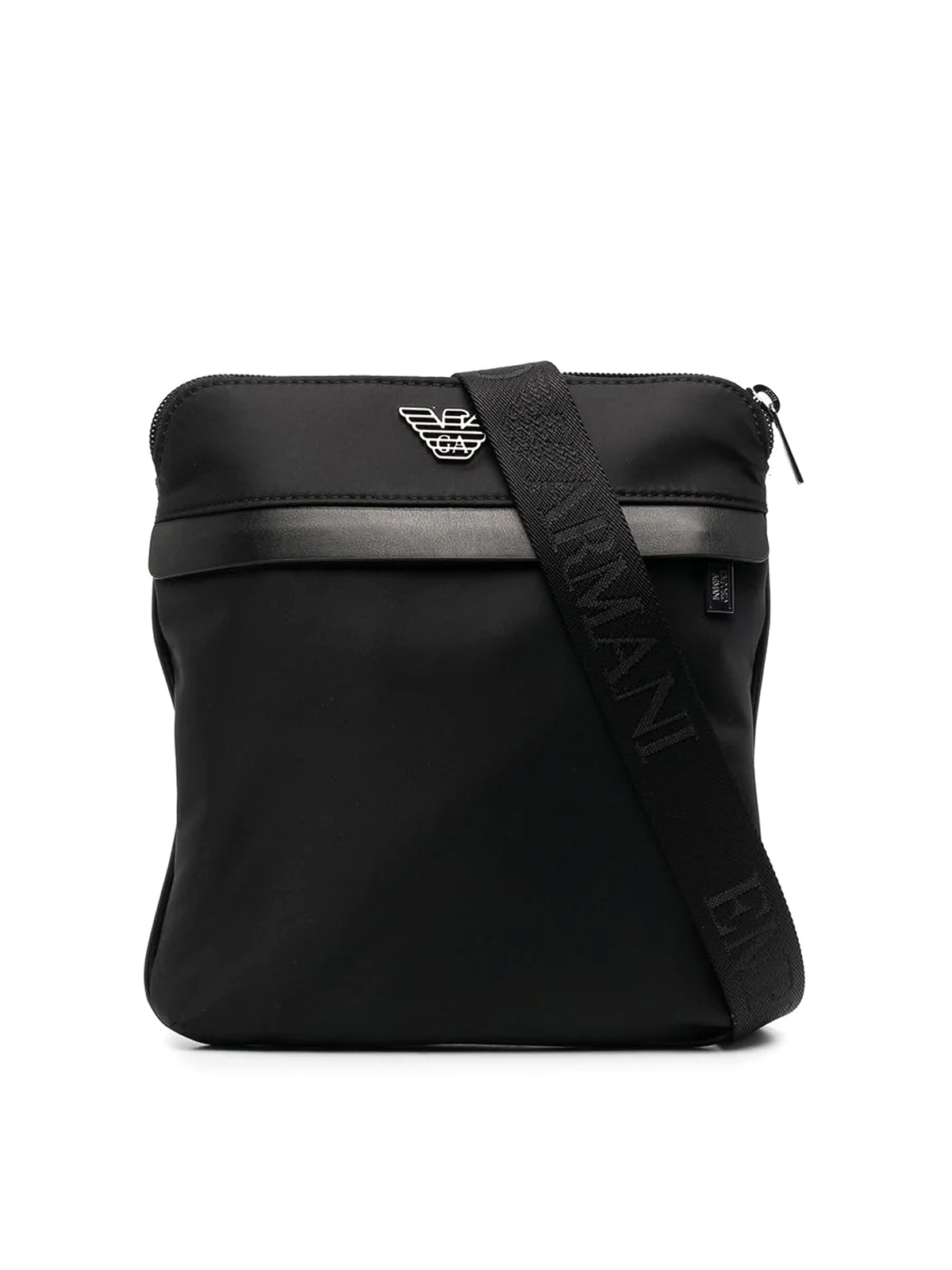 Ea7 Leather Crossbody Bag In Black