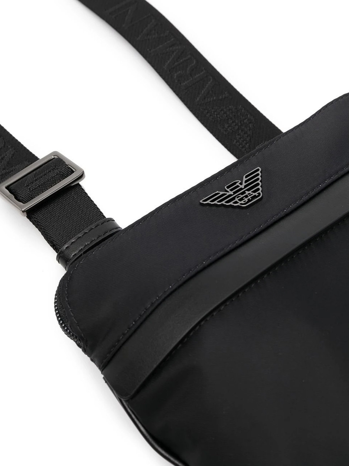 Shop Ea7 Leather Crossbody Bag In Black