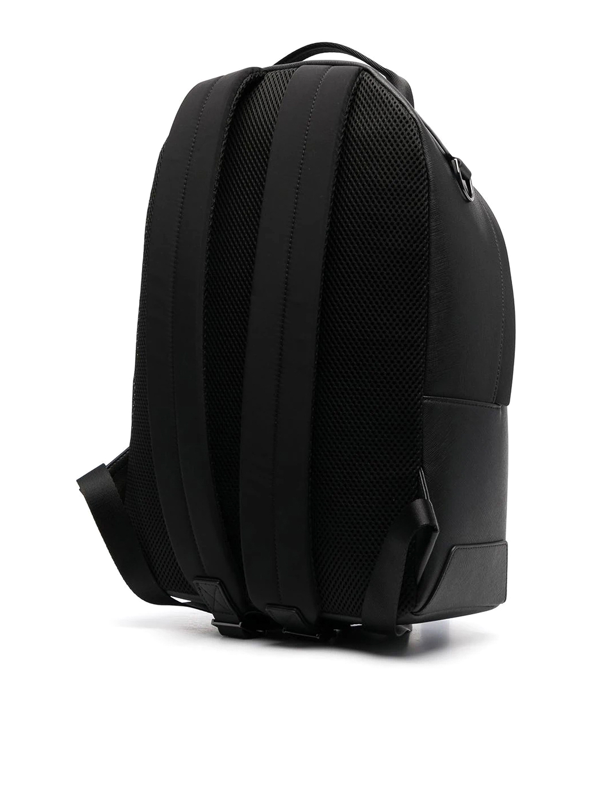 Shop Ea7 Leather Backpack In Black