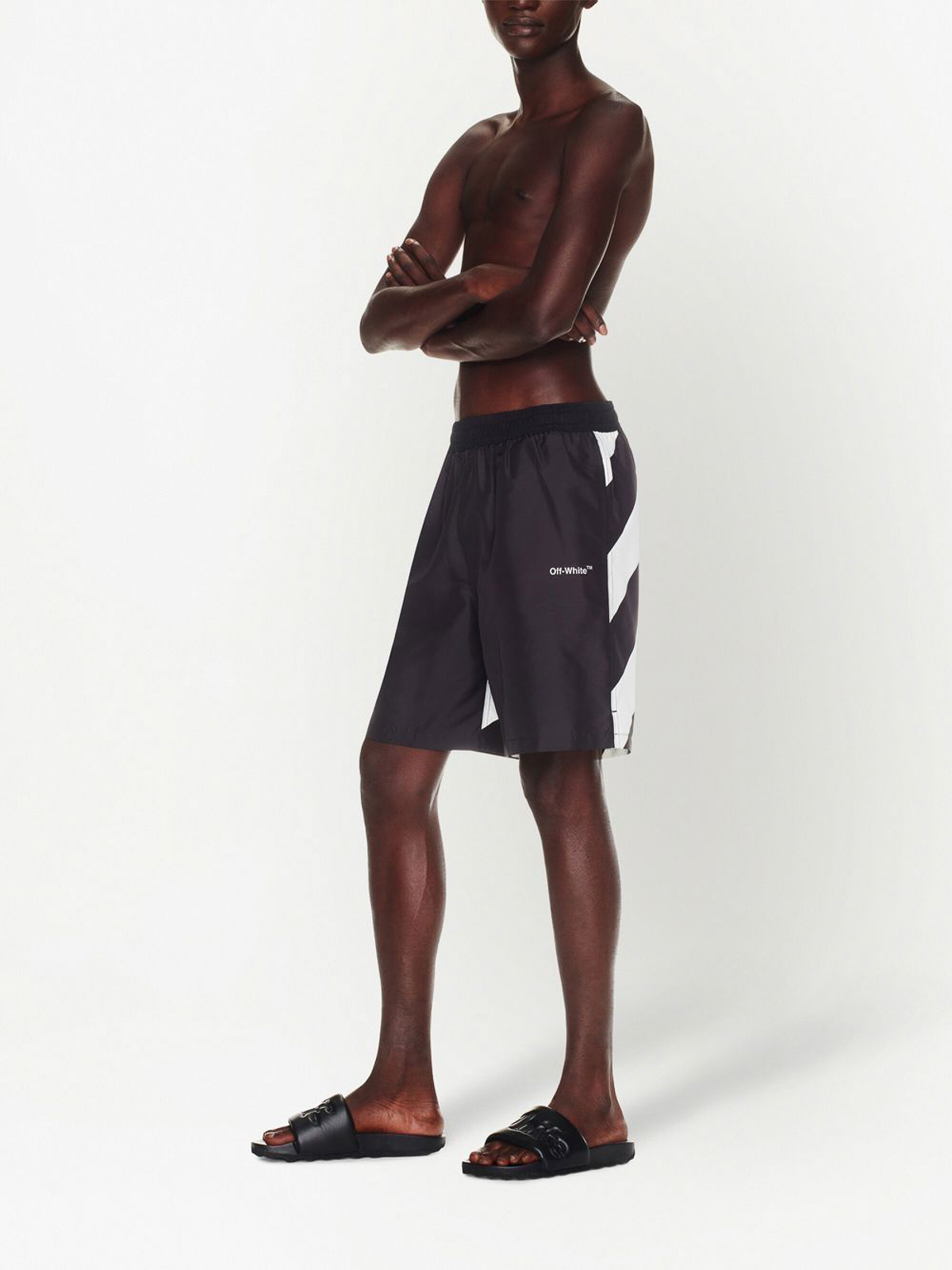 Shop Off-white Diag Surfer Swimshorts In Negro