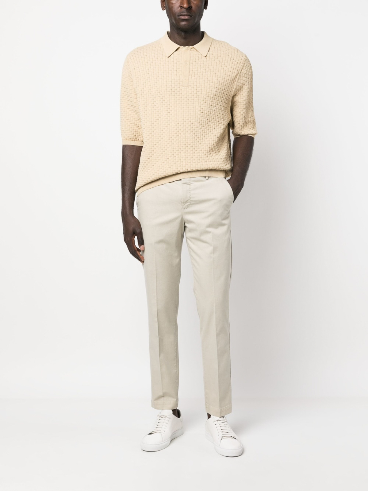 Shop Pt Torino Tailored Trousers In Beige