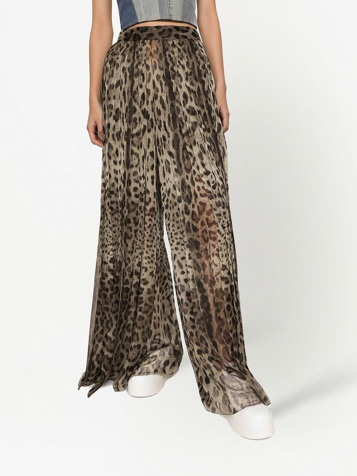 Shop Dolce & Gabbana Pleated Leopard Print Trousers In Brown