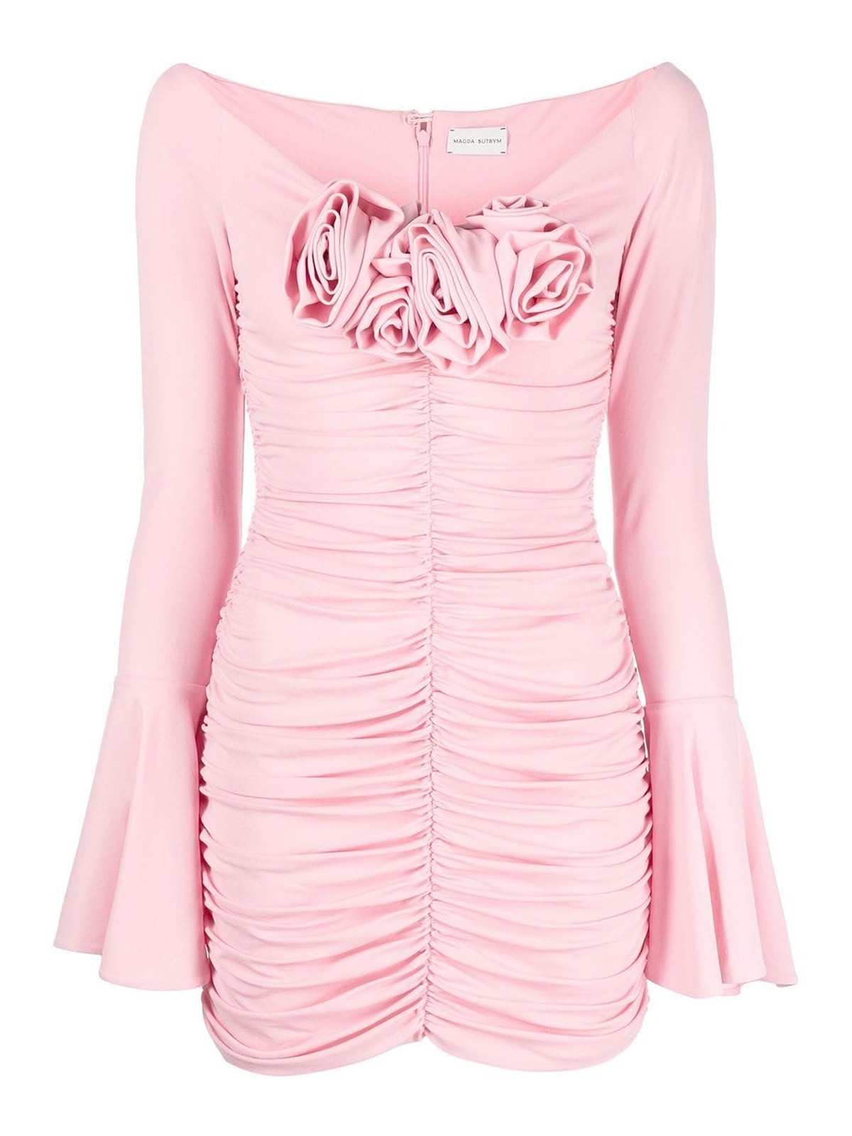 magda butrym pink rose dress Magda Butrym Cut-out Rose Applique Mini Dress in Pink