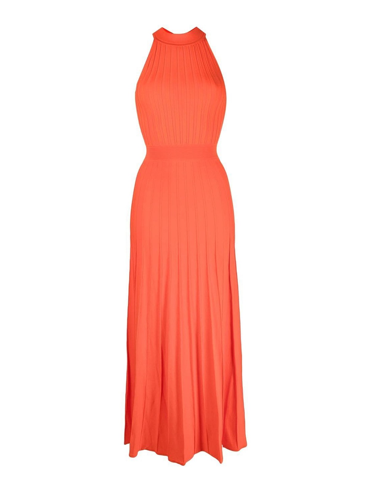 Michael Kors Sleeveless Knitted Long Dress In Orange