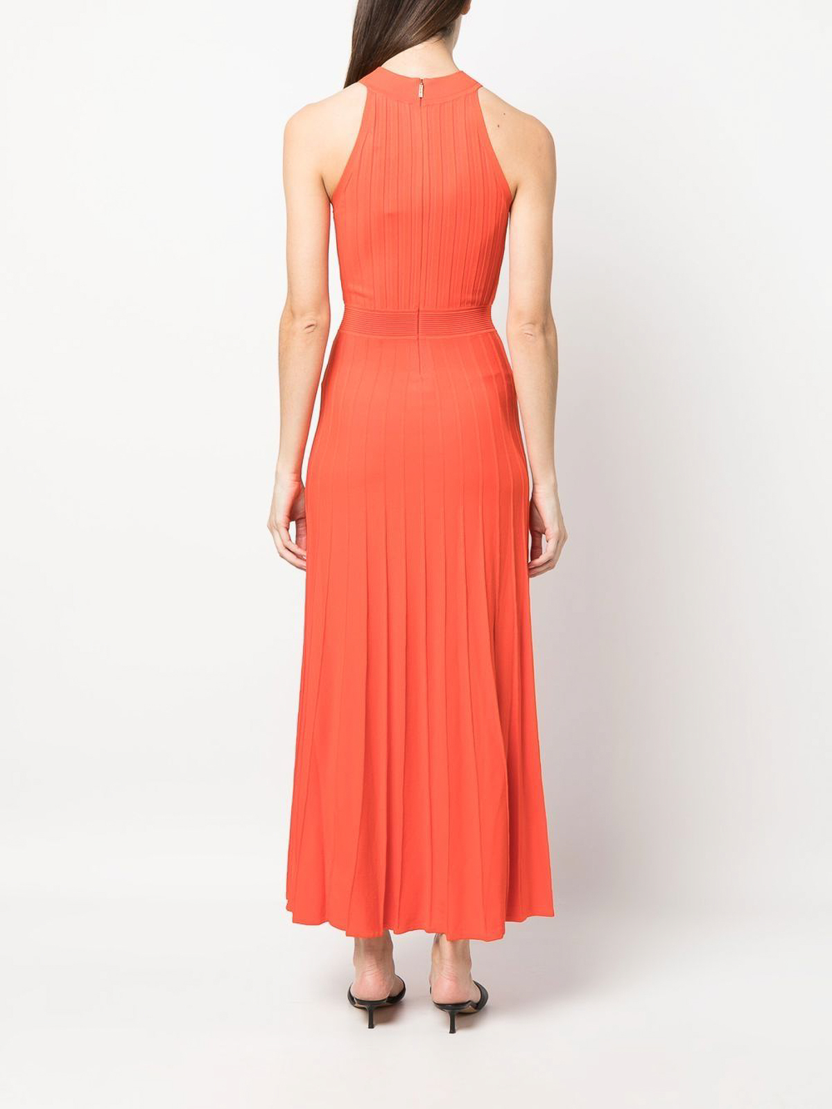 Shop Michael Kors Sleeveless Knitted Long Dress In Orange