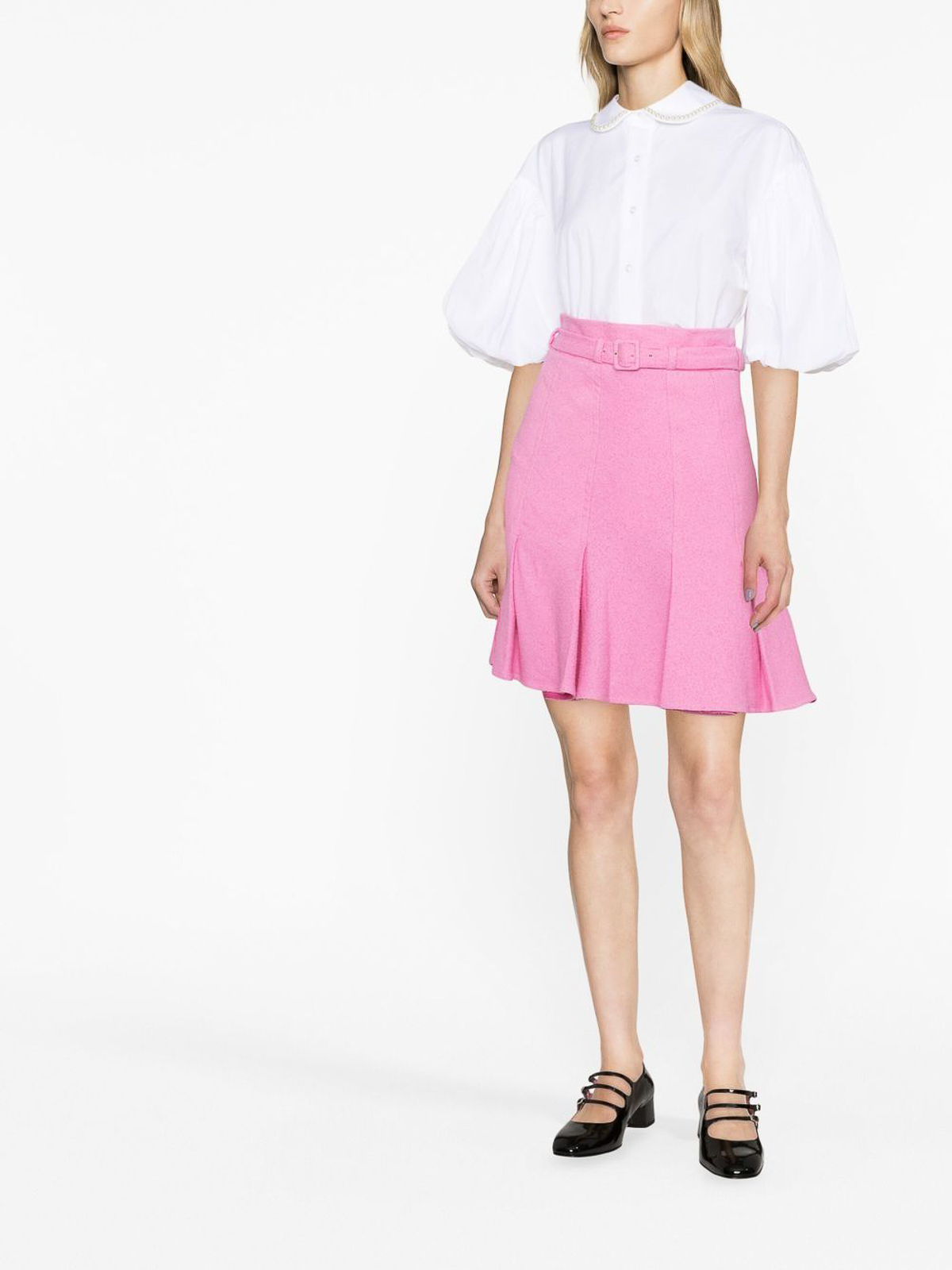 Shop Patou Belted High-waisted Skirt In Pink