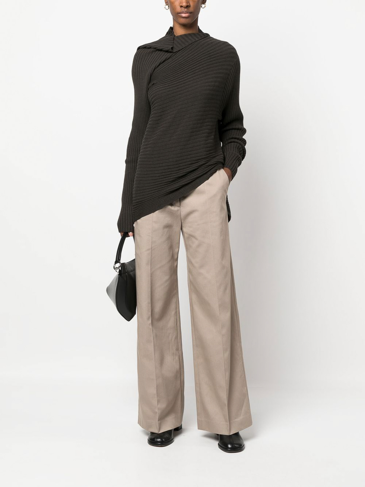 Shop Patou Wide Leg Tailored Trousers In Beige