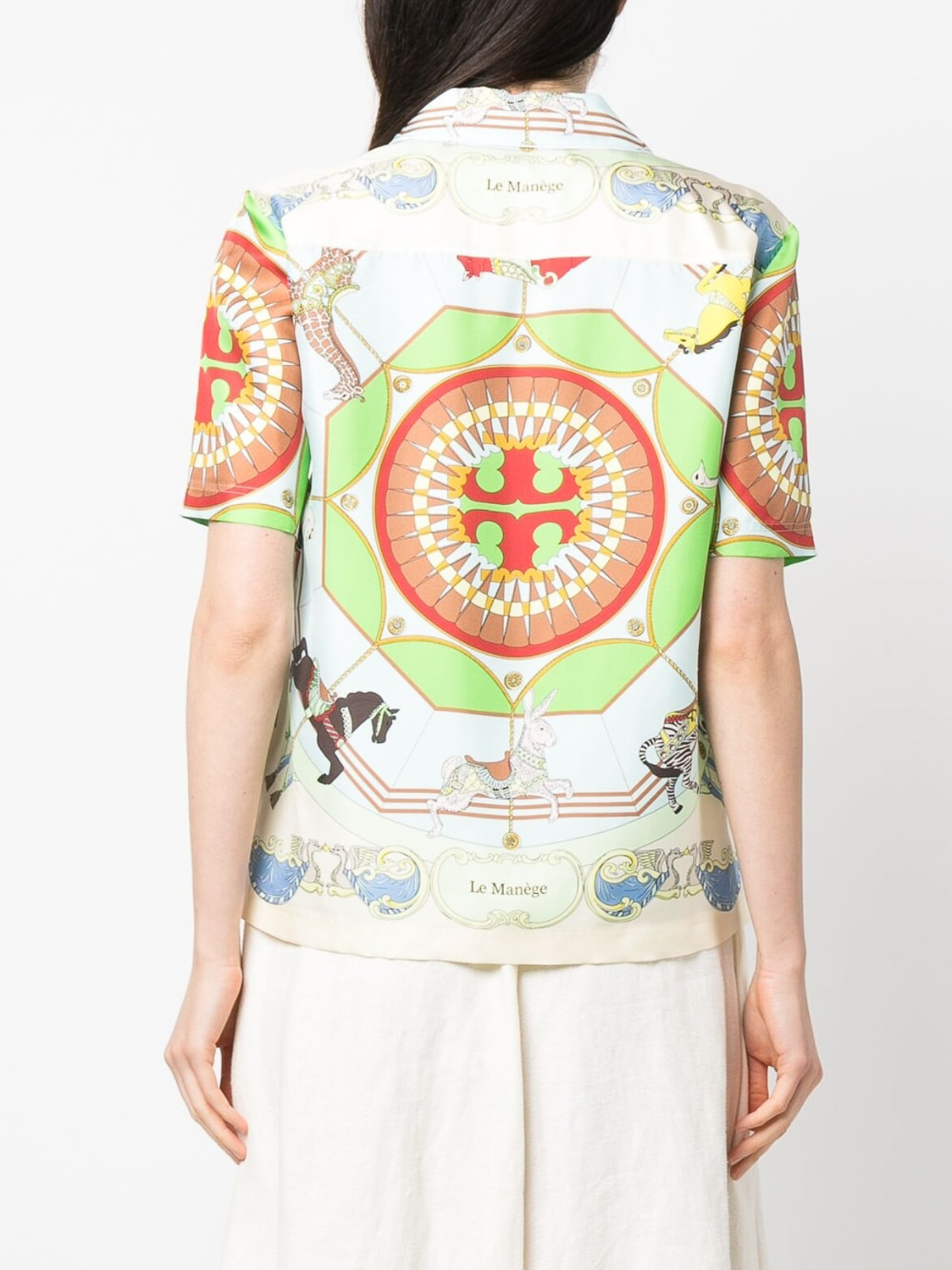 Shop Tory Burch Graphic-print Cotton-silk Shirt In Multicolour