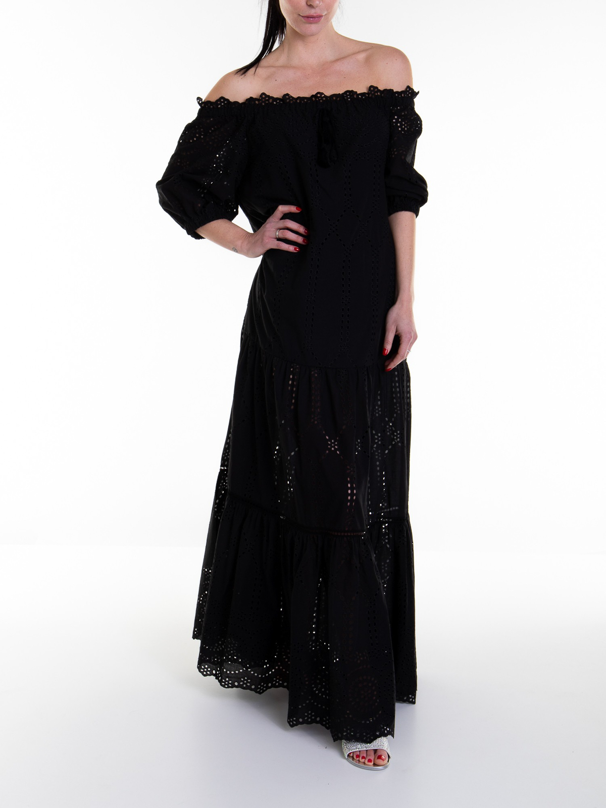 Ermanno by Ermanno Scervino Black cotton blend dress|D42EQ018EN1MF099