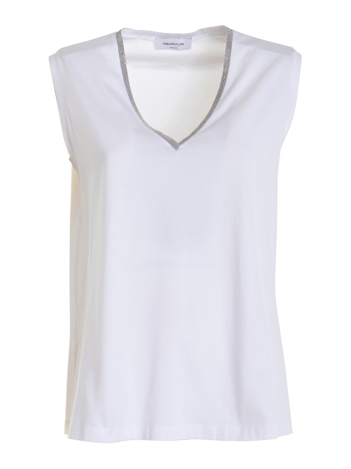 Tシャツ・カットソー FABIANA FILIPPI JED273W144 H347 VR1 Shirts White T-Shirts Fabiana Filippi bead-embellished T-shirt | White | FARFETCH