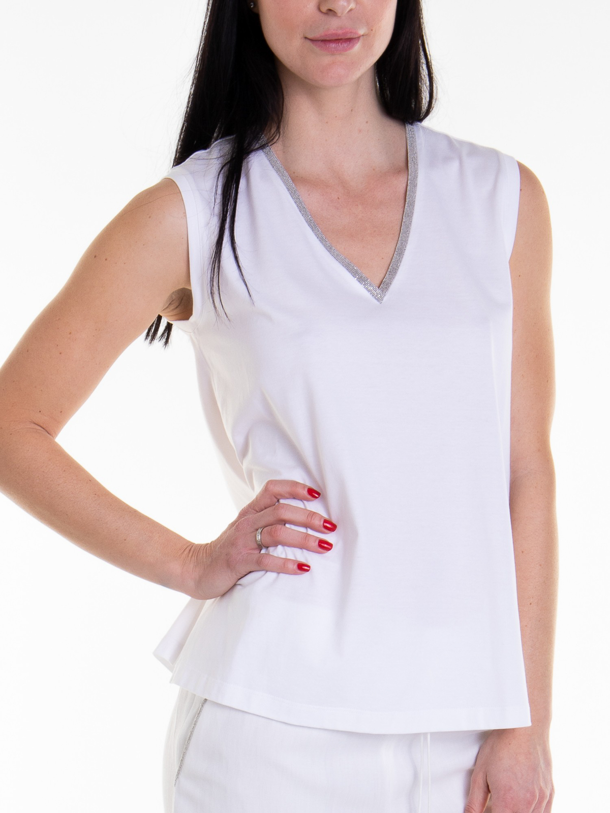 Tシャツ・カットソー FABIANA FILIPPI JED273W144 H347 VR1 Shirts White T-Shirts FABIANA FILIPPI】 【コットン切替半袖カットソー】｜aoi公式