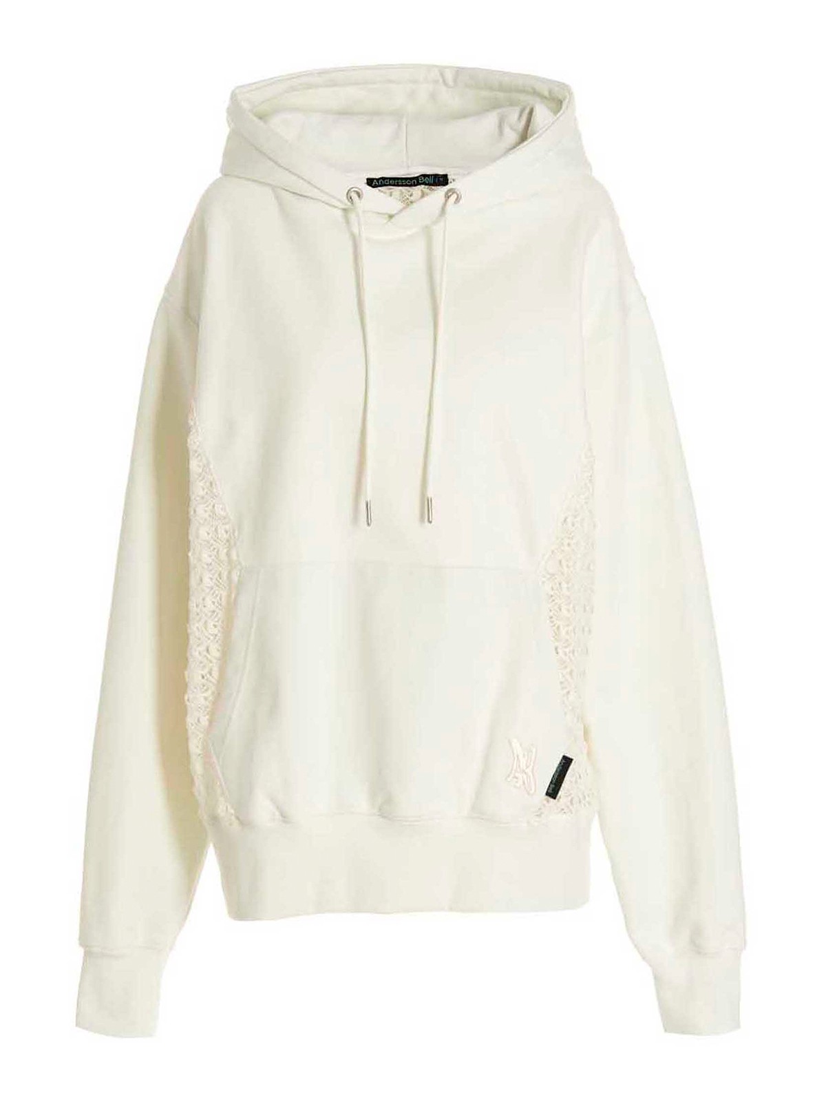 Shop Andersson Bell Hoodie With Sheer Lace Inserts In White