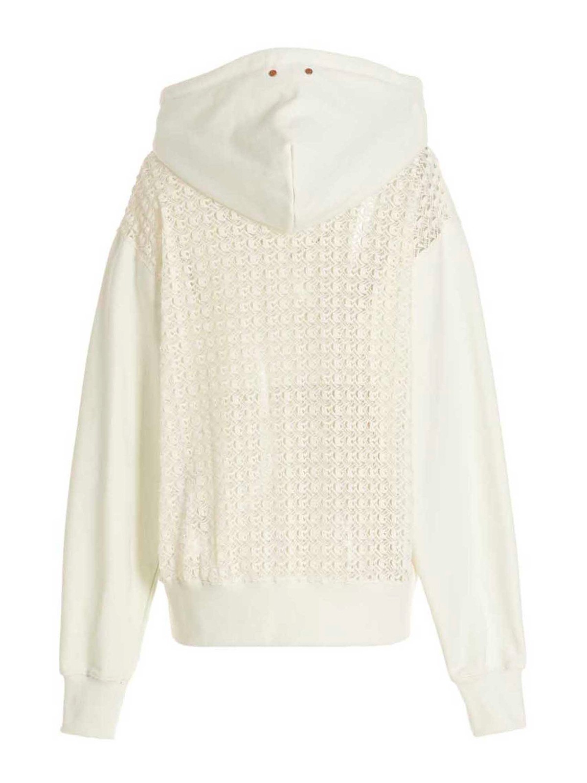 Shop Andersson Bell Hoodie With Sheer Lace Inserts In White