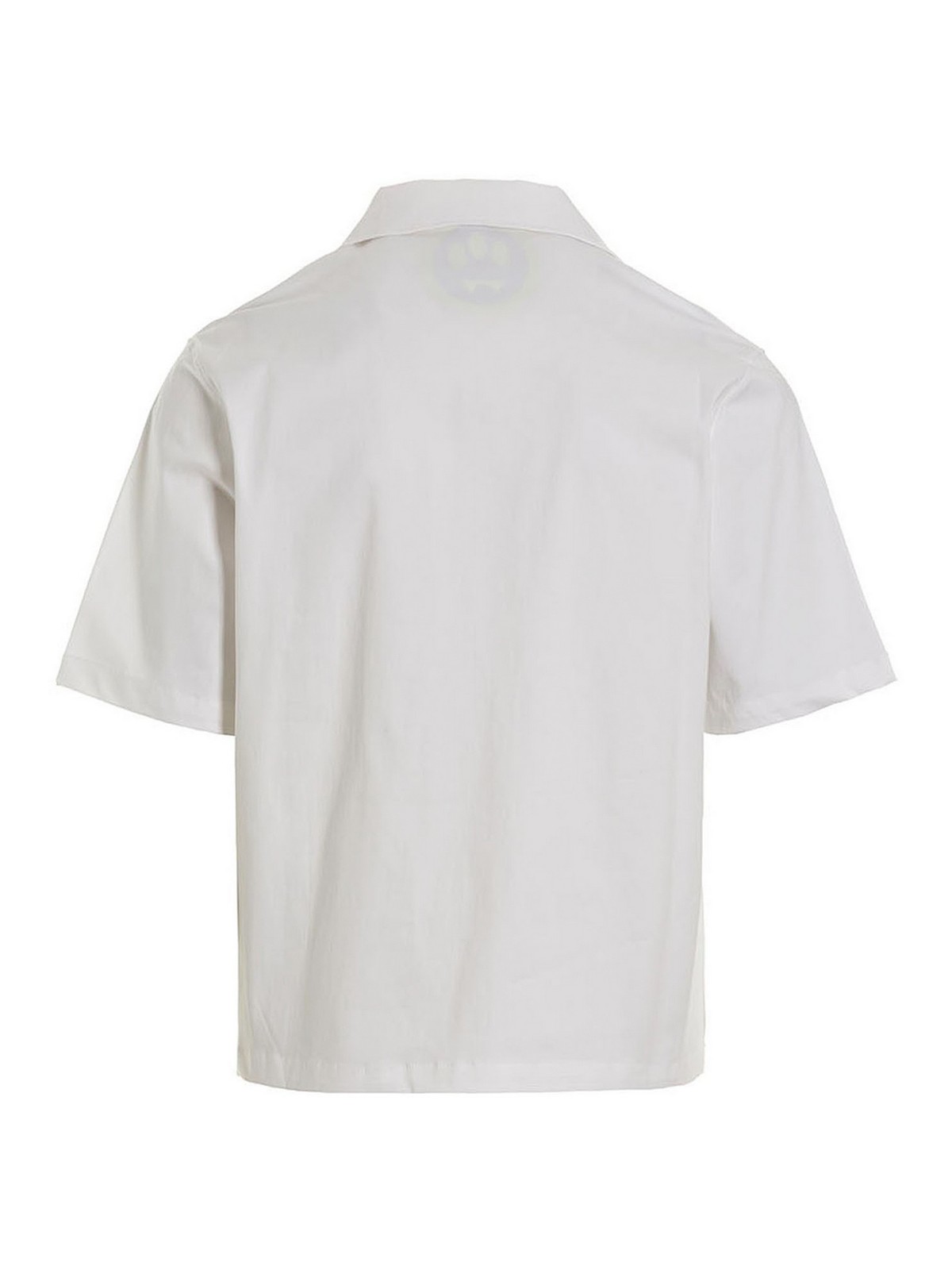 Shop Barrow Cotton Blend Shirt With Front Logo In White