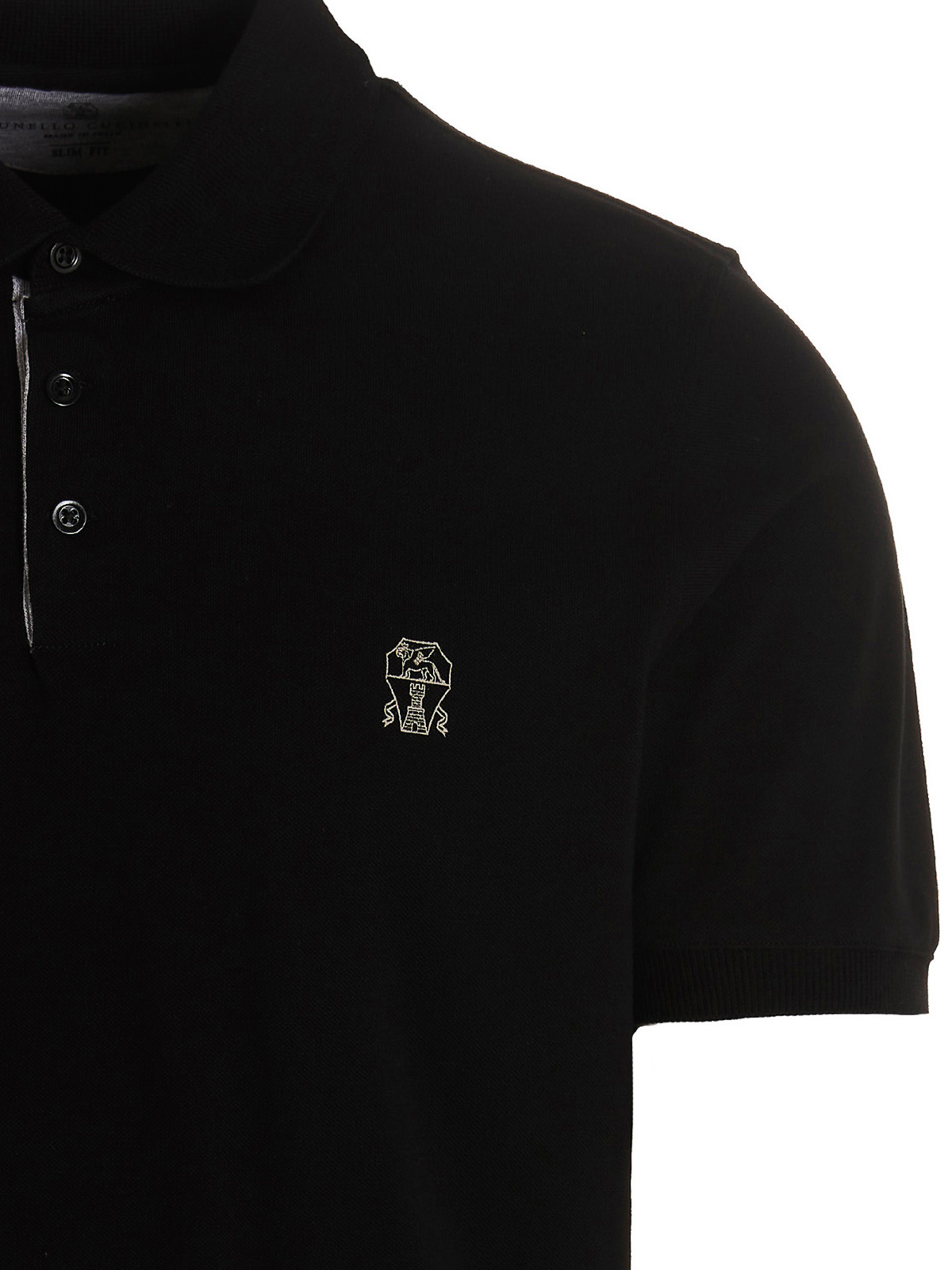 Brunello Cucinelli Piqu cotton polo shirt - Black