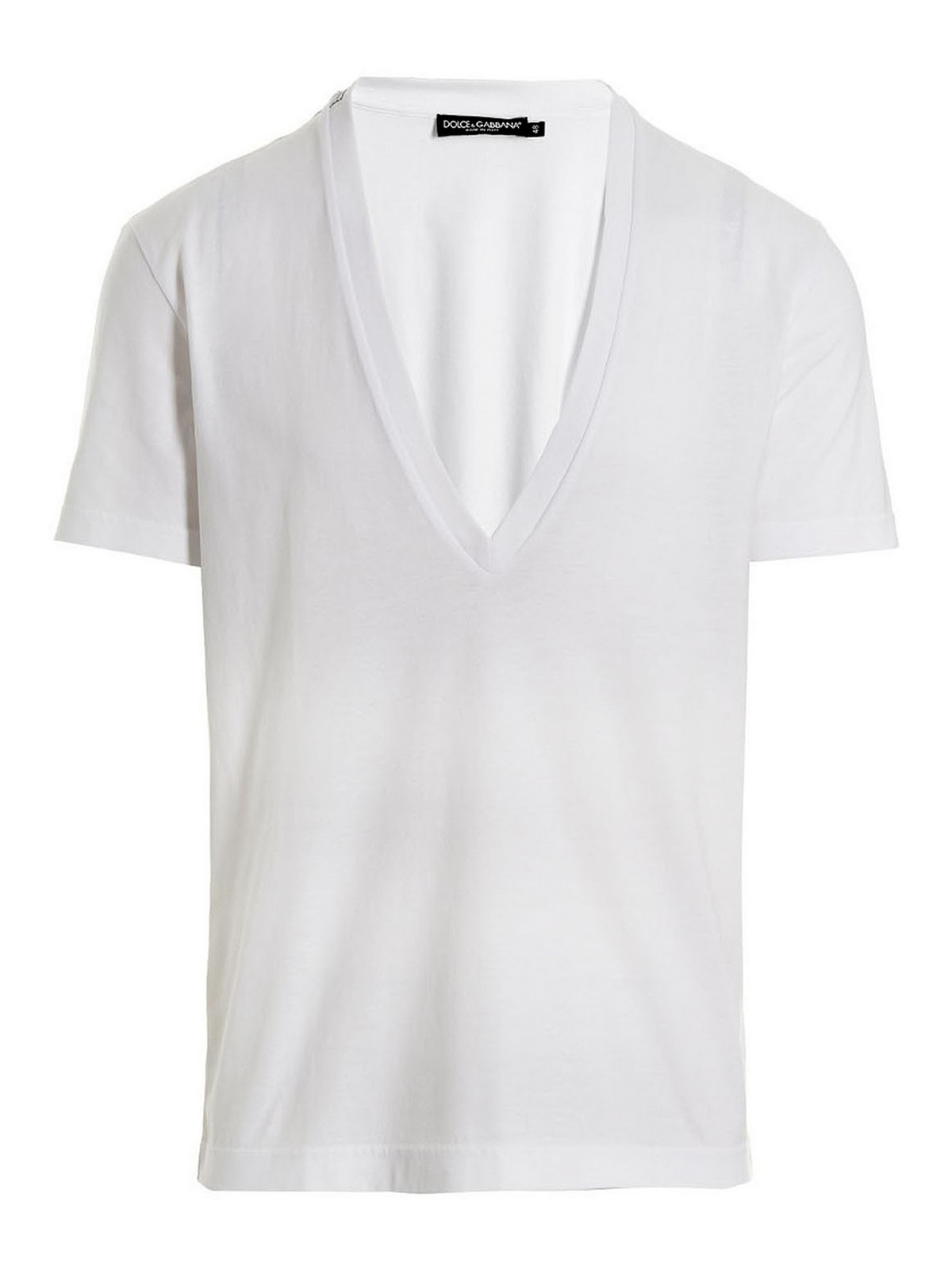 【Dolce & Gabbana】COTTON T-SHIRT コットン Vネック Tシャツ Dolce & Gabbana Cotton v-neck T-shirt - White | G8QD3TFU7EQW0800